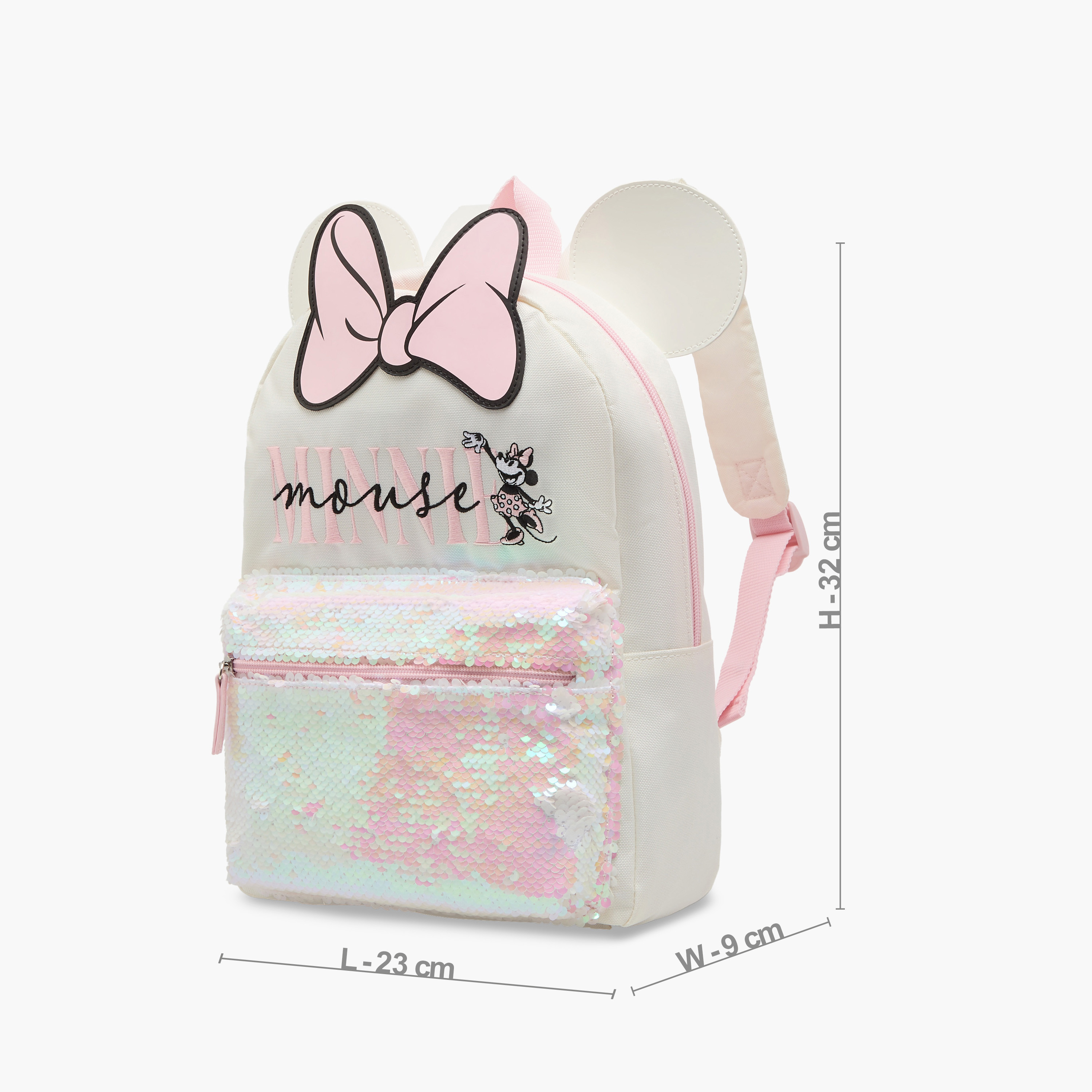 شنطة ظهر بزينة ميني ماوس مع حمالات قابلة للتعديل وسحاب إغلاق من ديزني - 32x23x9 سم-school-bagsandbackpacks-backpacks-image-2