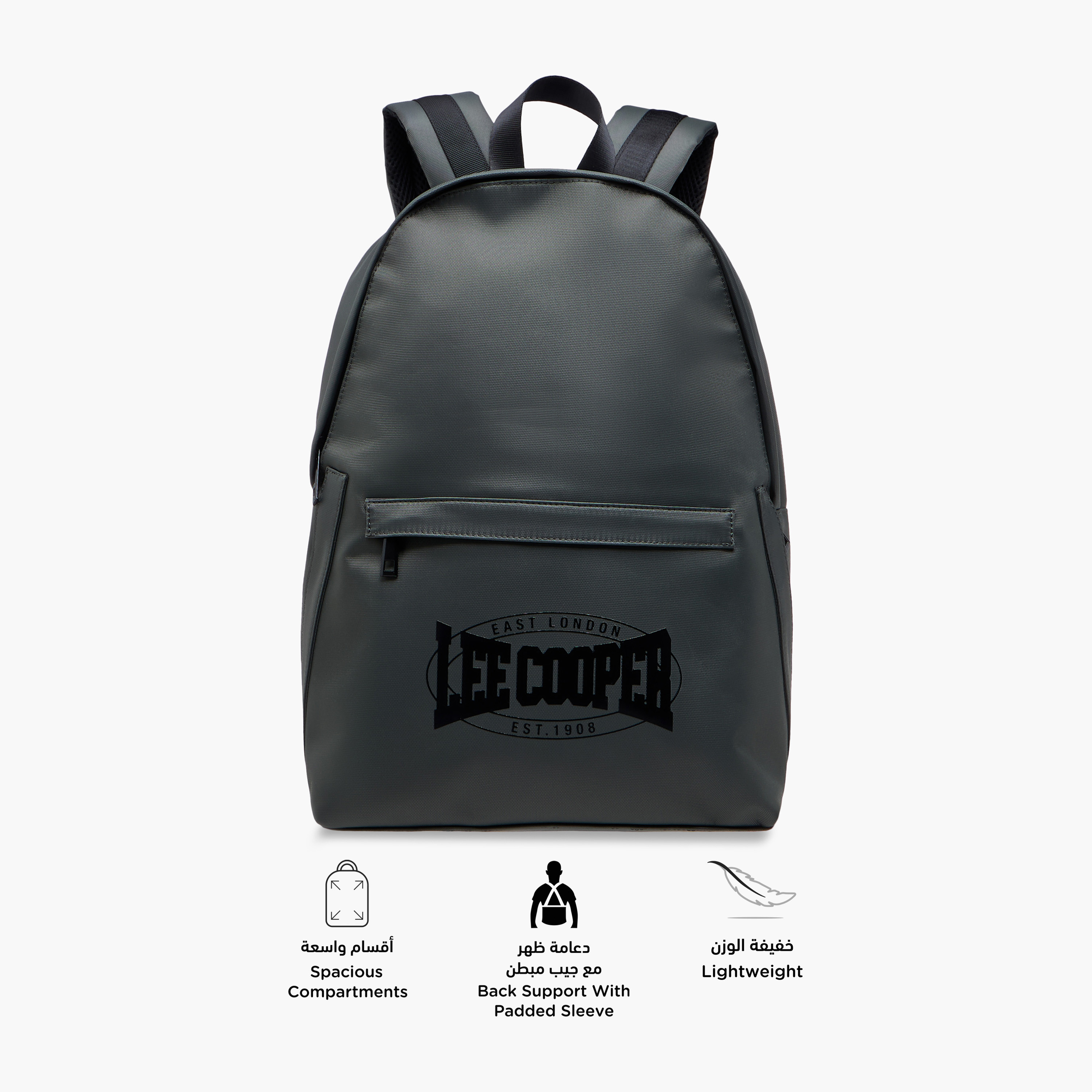 Lee Cooper Logo Detail Backpack with Adjustable Straps and Zip Closure - 45x16 cm-school-bagsandbackpacks-backpacks-image-4
