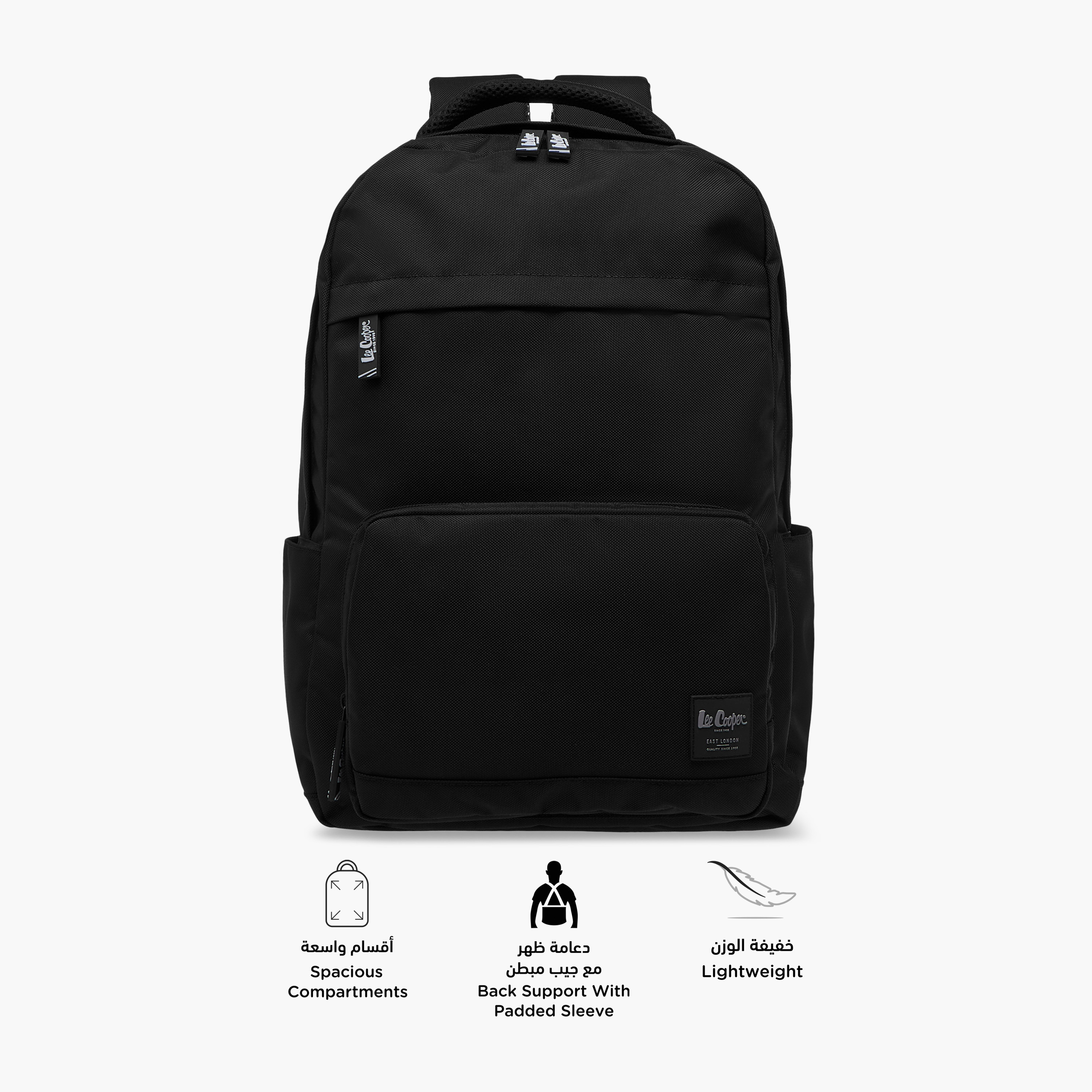 Lee Cooper Textured Backpack with Adjustable Straps and Zip Closure - 34x47x21 cm-school-bagsandbackpacks-backpacks-image-4