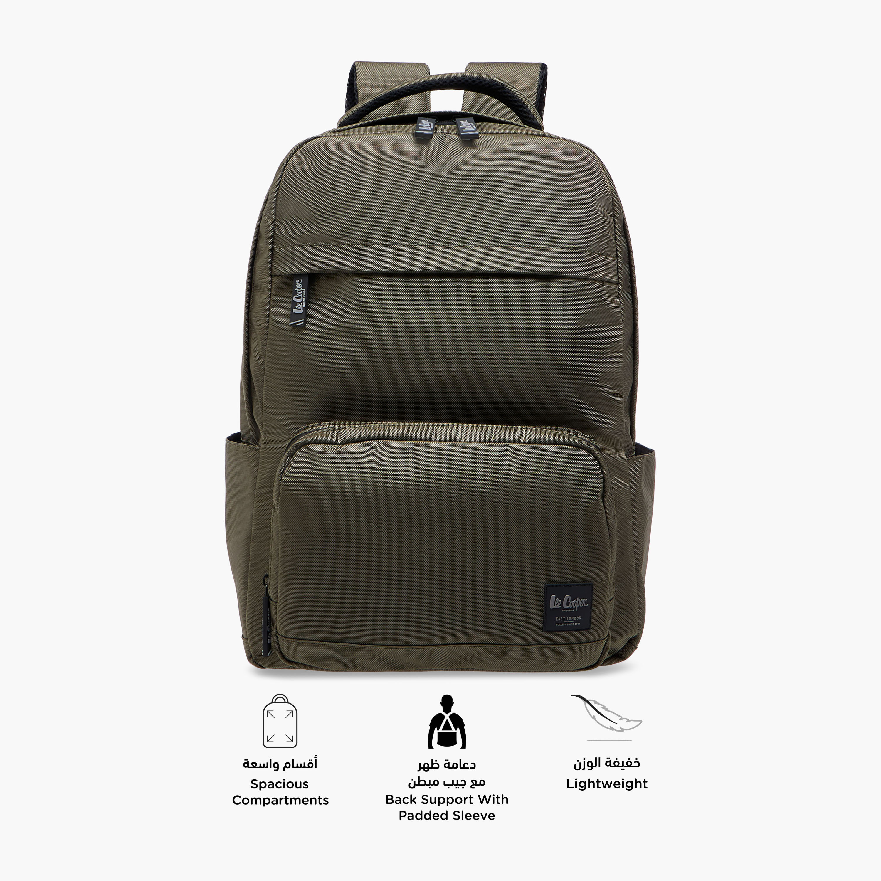 Lee Cooper Textured Backpack with Adjustable Straps and Zip Closure - 34x47x21 cm-school-bagsandbackpacks-backpacks-image-4