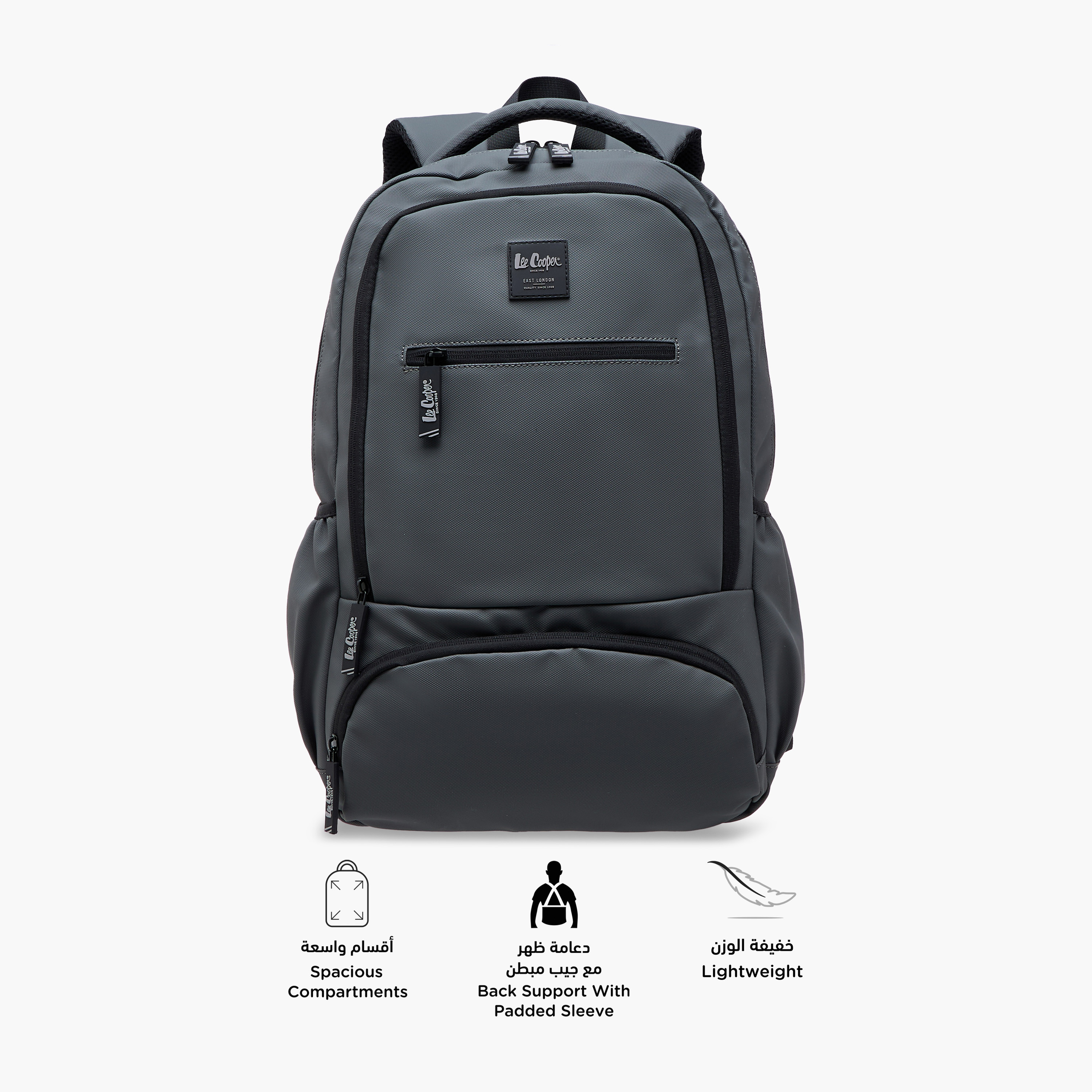 Lee Cooper Solid Backpack with Adjustable Straps and Zip Closure - 33x48x14 cm-school-bagsandbackpacks-backpacks-image-4