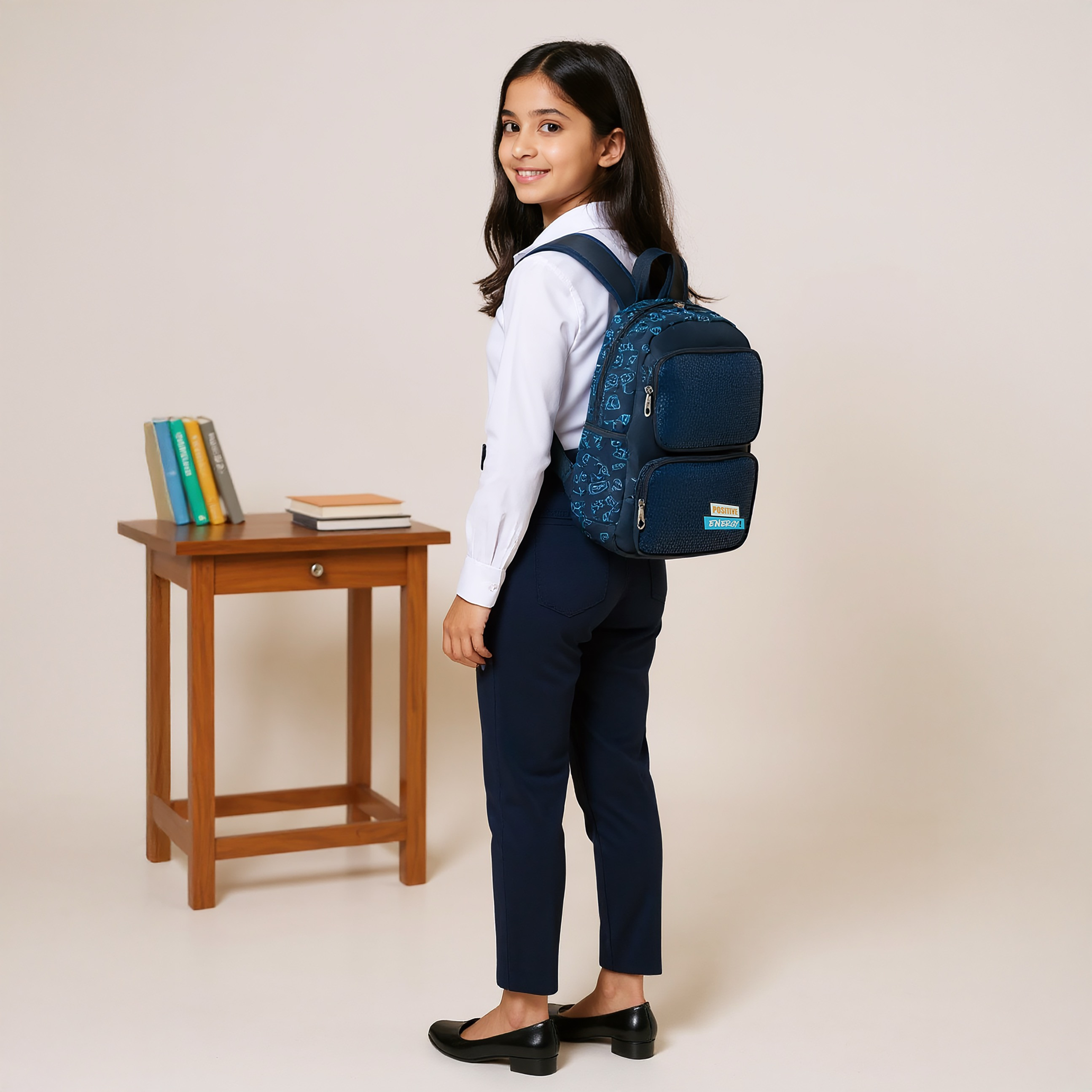 Light & Nine Textured Backpack with Adjustable Shoulder Straps and Zip Closure - 44x31x14 cms-promo_LS20_OMN-image-2