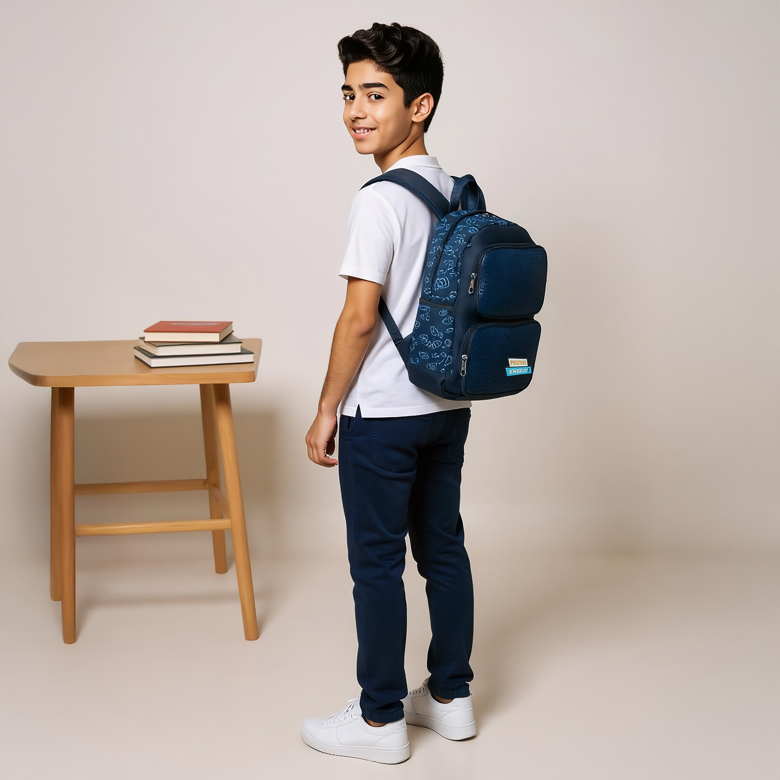 Light & Nine Textured Backpack with Adjustable Shoulder Straps and Zip Closure - 44x31x14 cms-promo_LS20_OMN-image-3