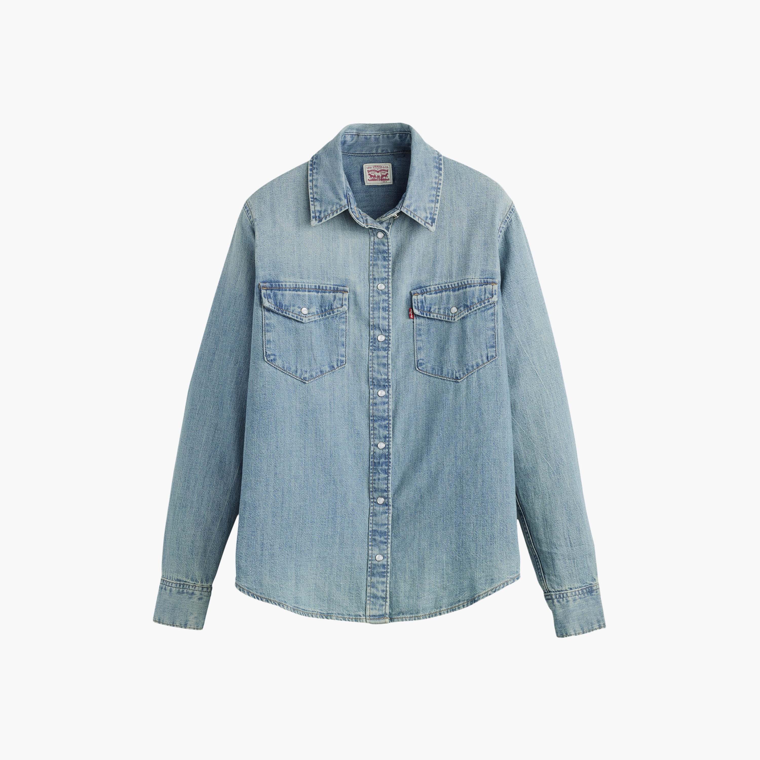 قميص نسائي سادة بياقة وأكمام طويلة من ليفايس-women-clothing-shirtsandblouses-shirts-image-5