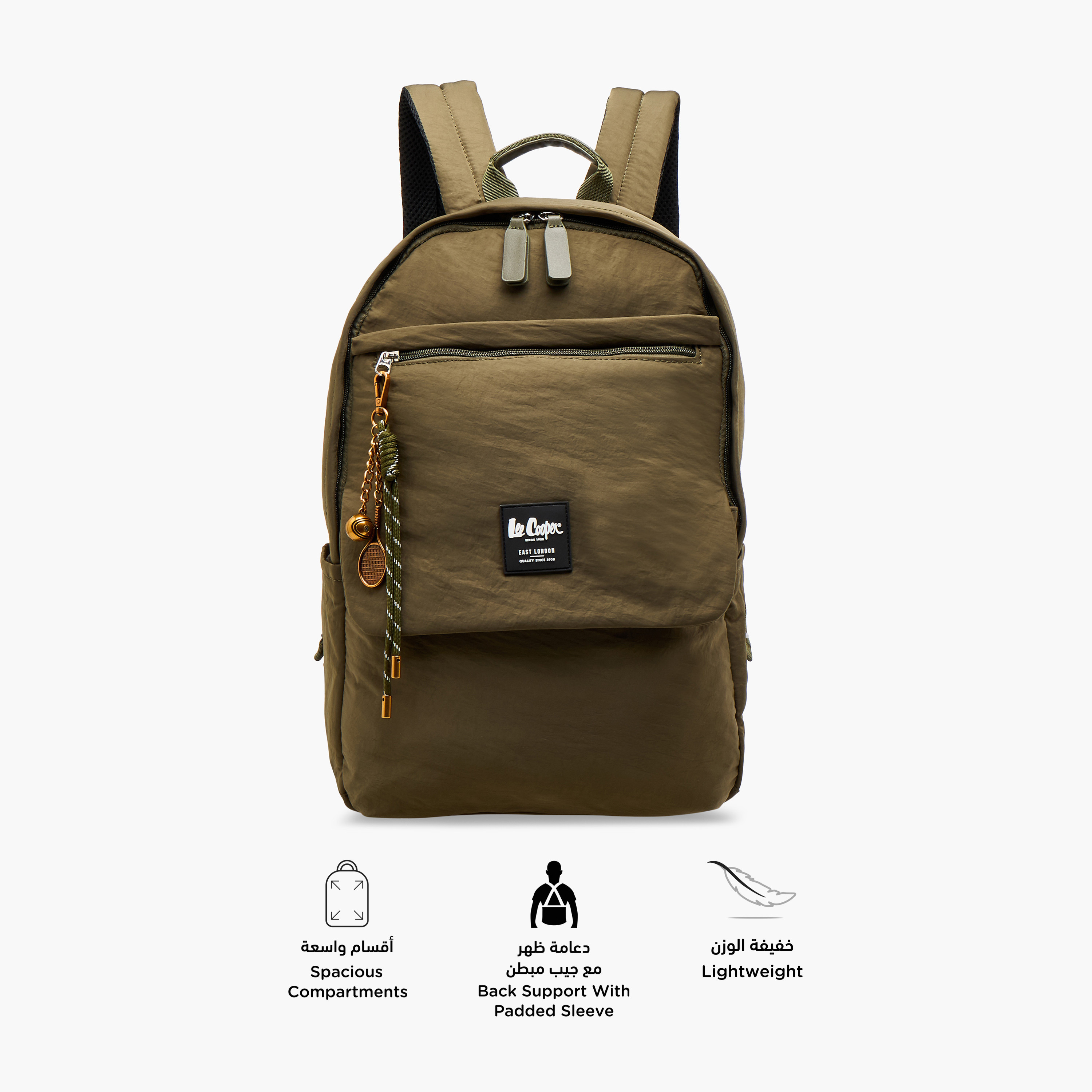 Lee Cooper Logo Applique Backpack with Adjustable Strap - 32x13x45 cm-women-bagsandwallets-backpacks-image-4