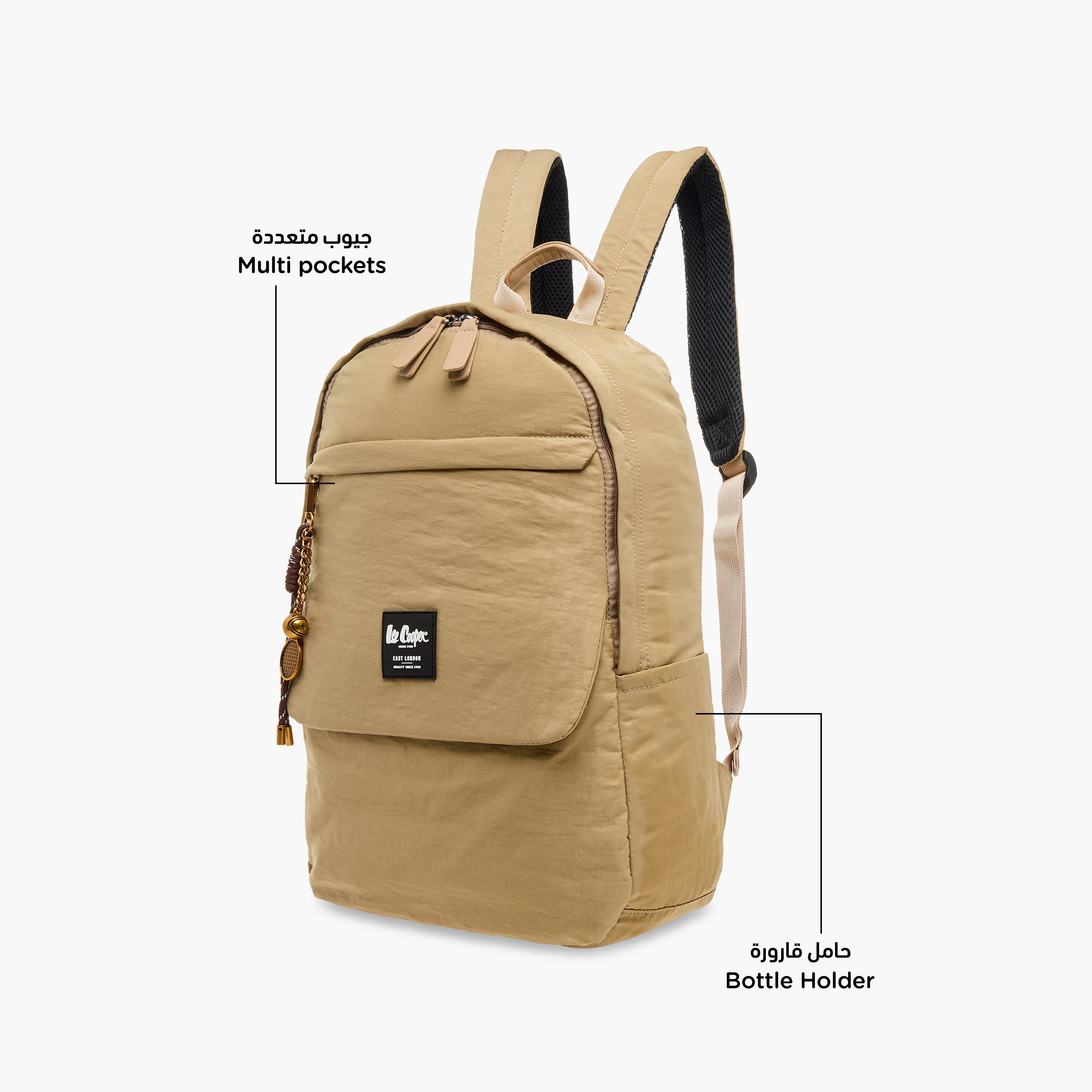 شنطة ظهر بحزام قابل للتعديل وزخارف الشعار من لي كوبر - 32x13x45 سم-women-bagsandwallets-backpacks-image-6