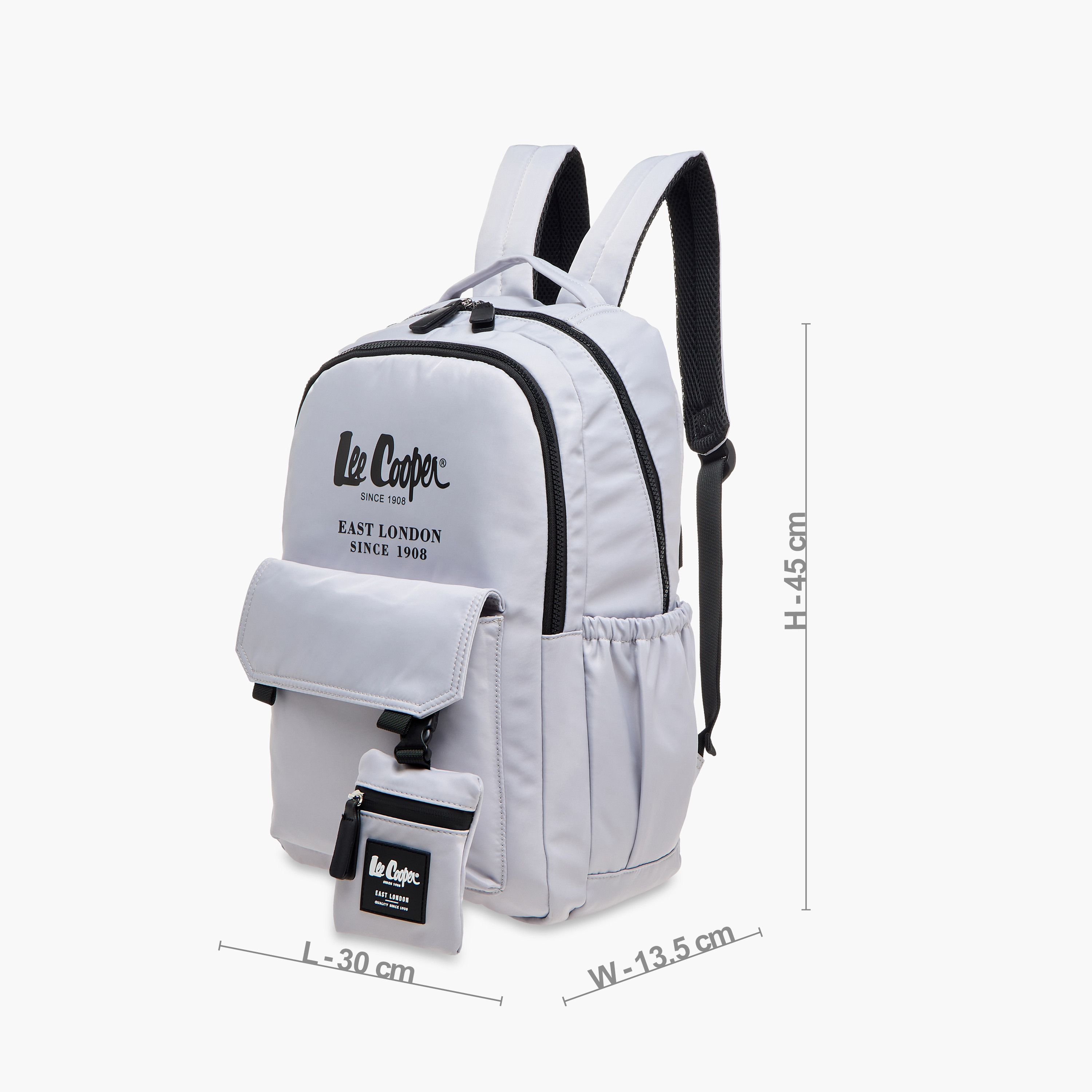 Lee Cooper Logo Print Backpack with Zip Closure and Attached Pouch - 45x14x30 cm-women-bagsandwallets-backpacks-image-2