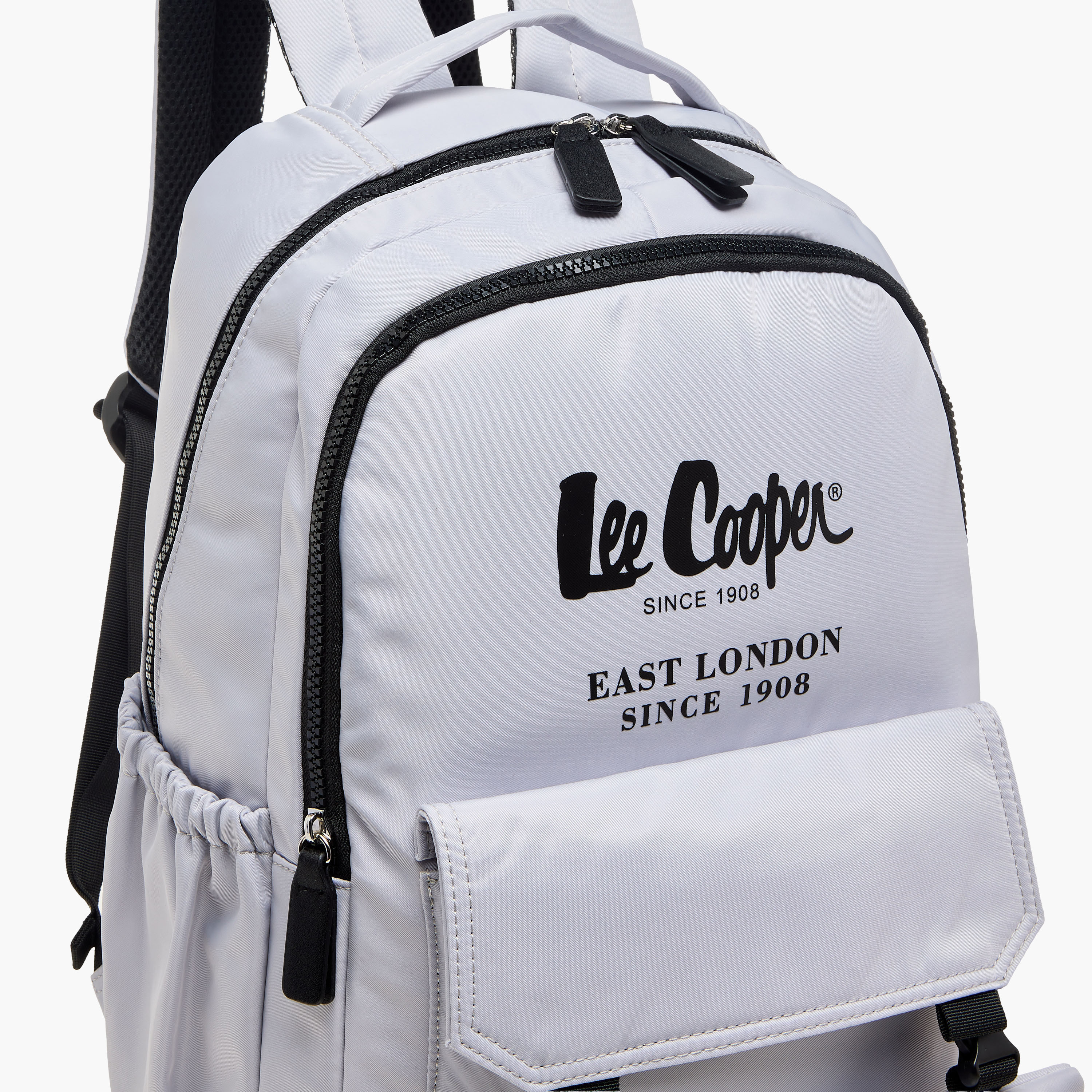 Lee Cooper Logo Print Backpack with Zip Closure and Attached Pouch - 45x14x30 cm-women-bagsandwallets-backpacks-image-7