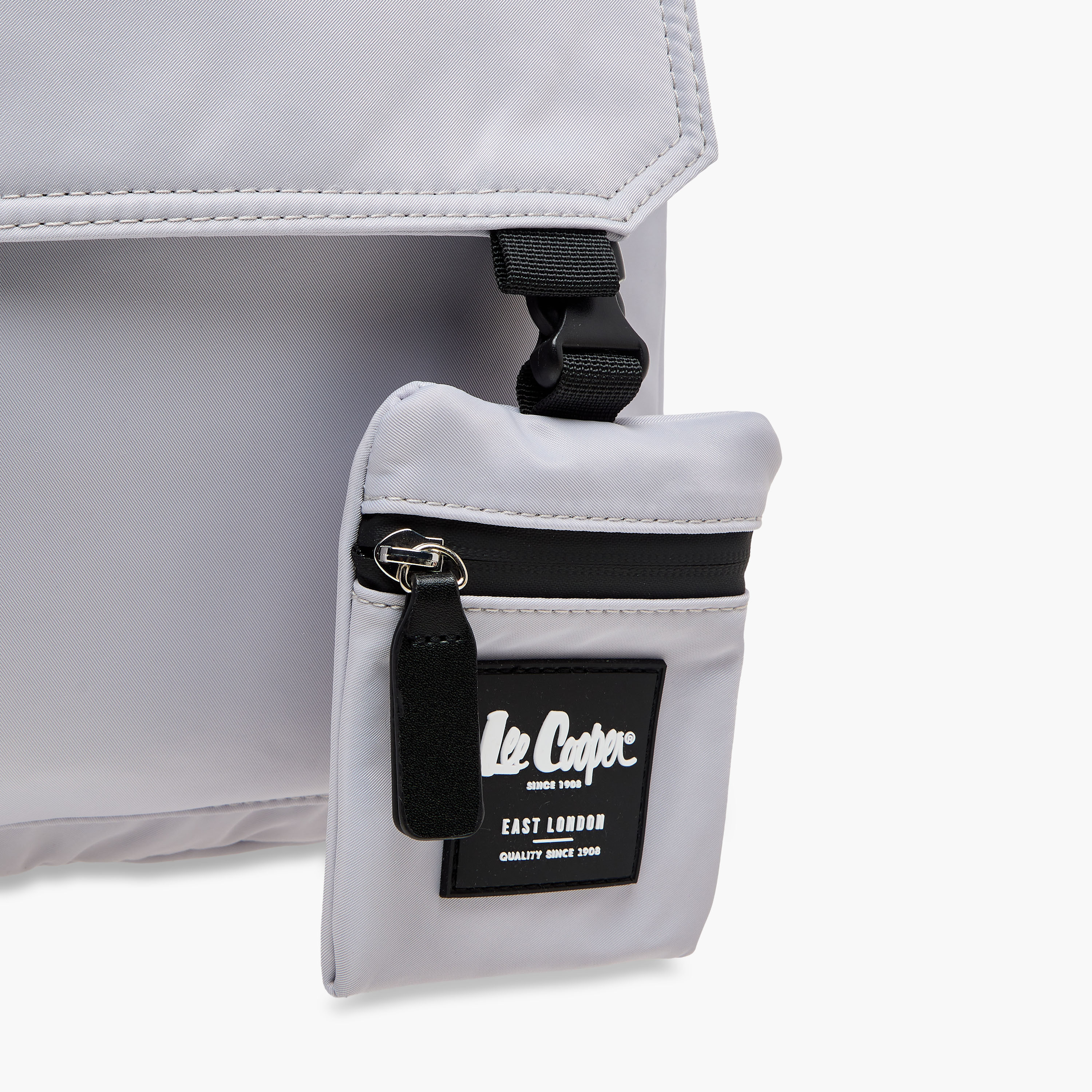 Lee Cooper Logo Print Backpack with Zip Closure and Attached Pouch - 45x14x30 cm-women-bagsandwallets-backpacks-image-8