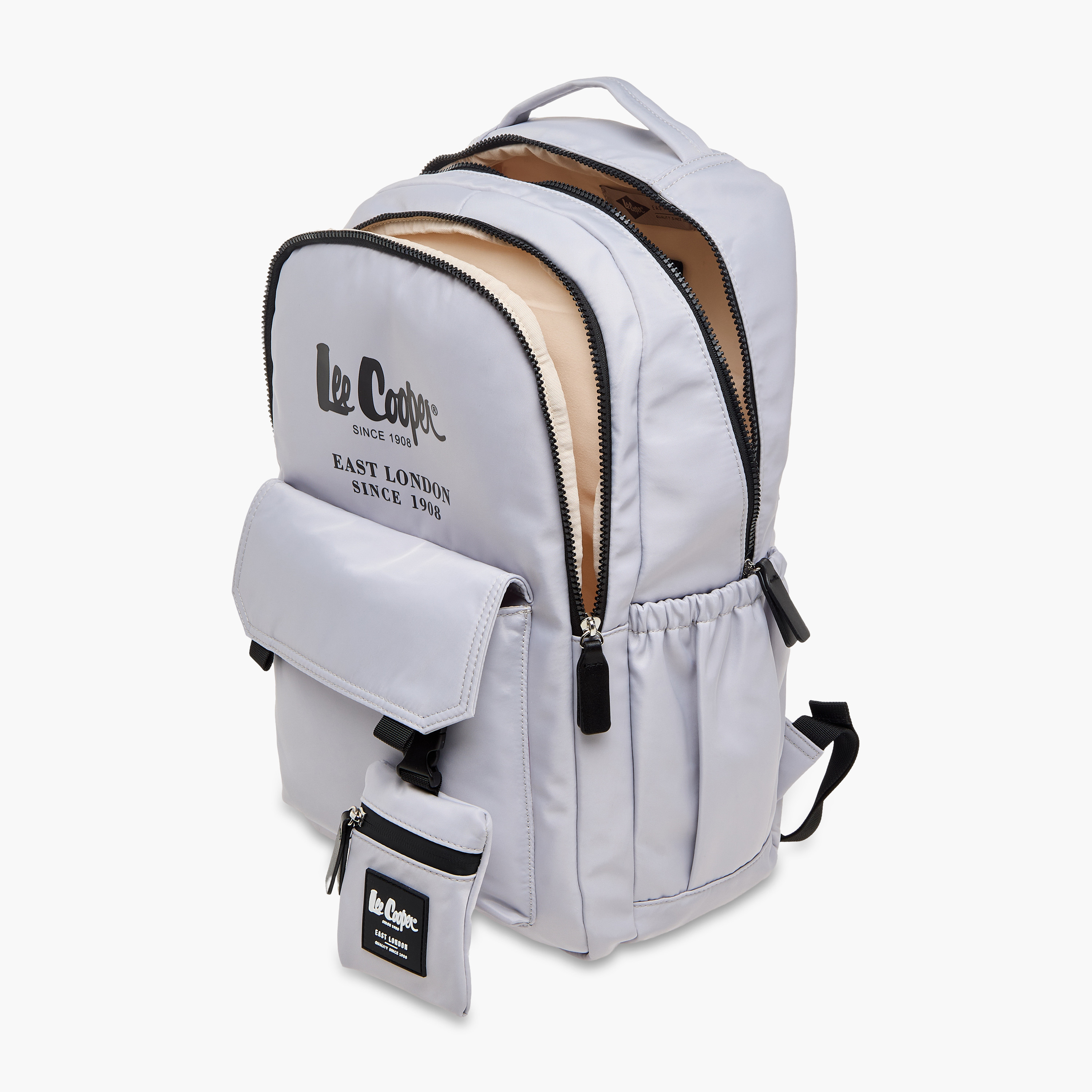 Lee Cooper Logo Print Backpack with Zip Closure and Attached Pouch - 45x14x30 cm-women-bagsandwallets-backpacks-image-9