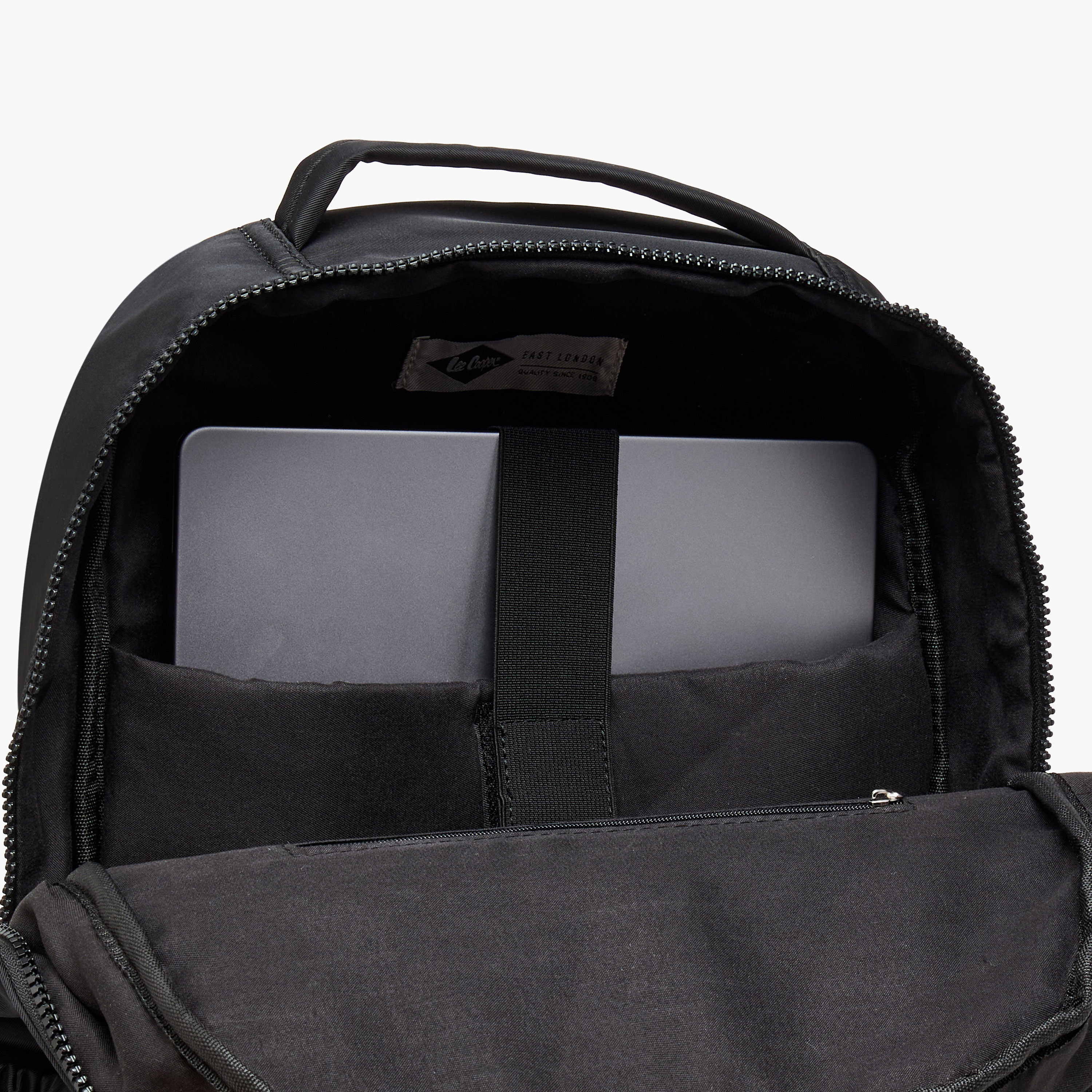 Lee Cooper Logo Print Backpack with Zip Closure and Attached Pouch - 45x14x30 cm-women-bagsandwallets-backpacks-image-10