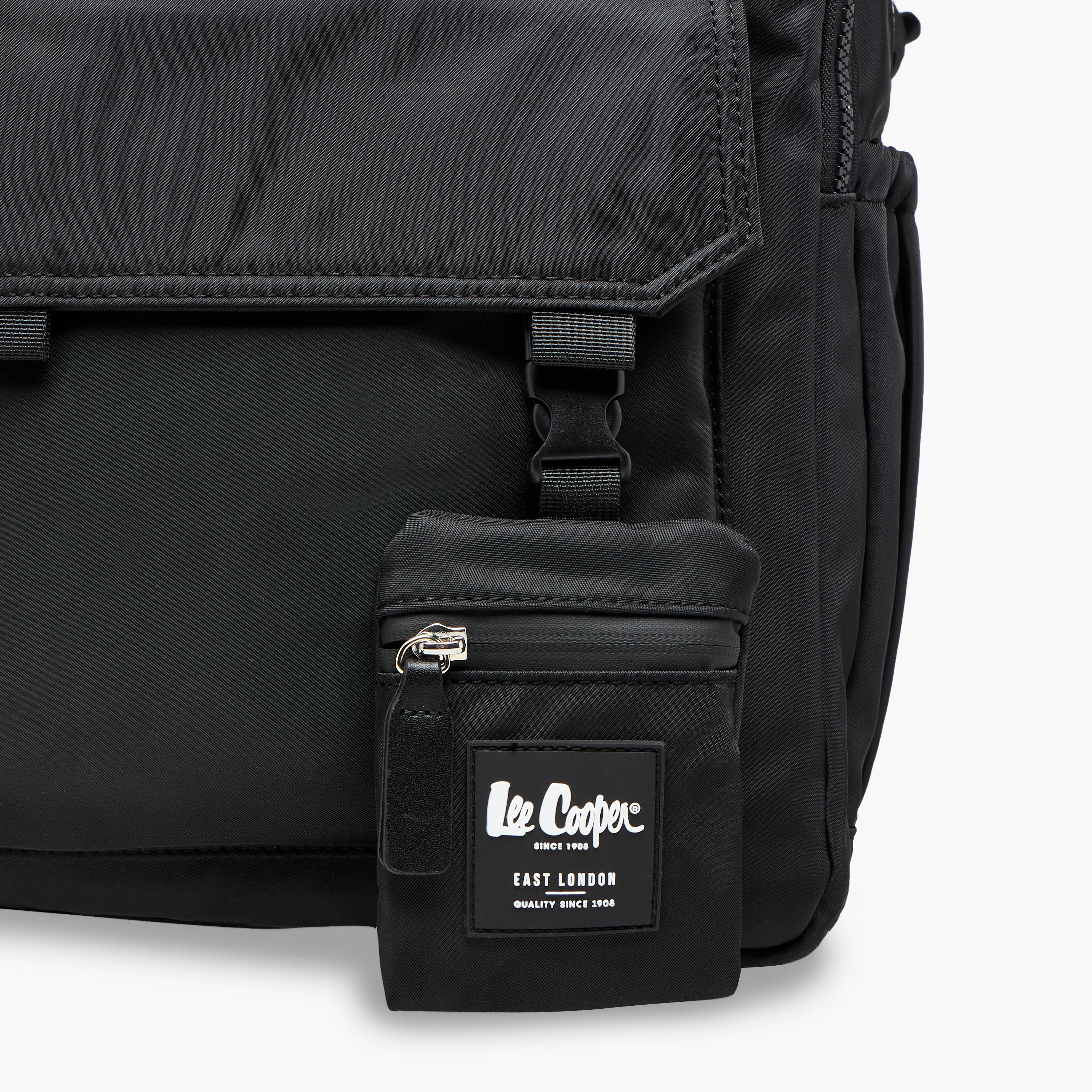 Lee Cooper Logo Print Backpack with Zip Closure and Attached Pouch - 45x14x30 cm-women-bagsandwallets-backpacks-image-8