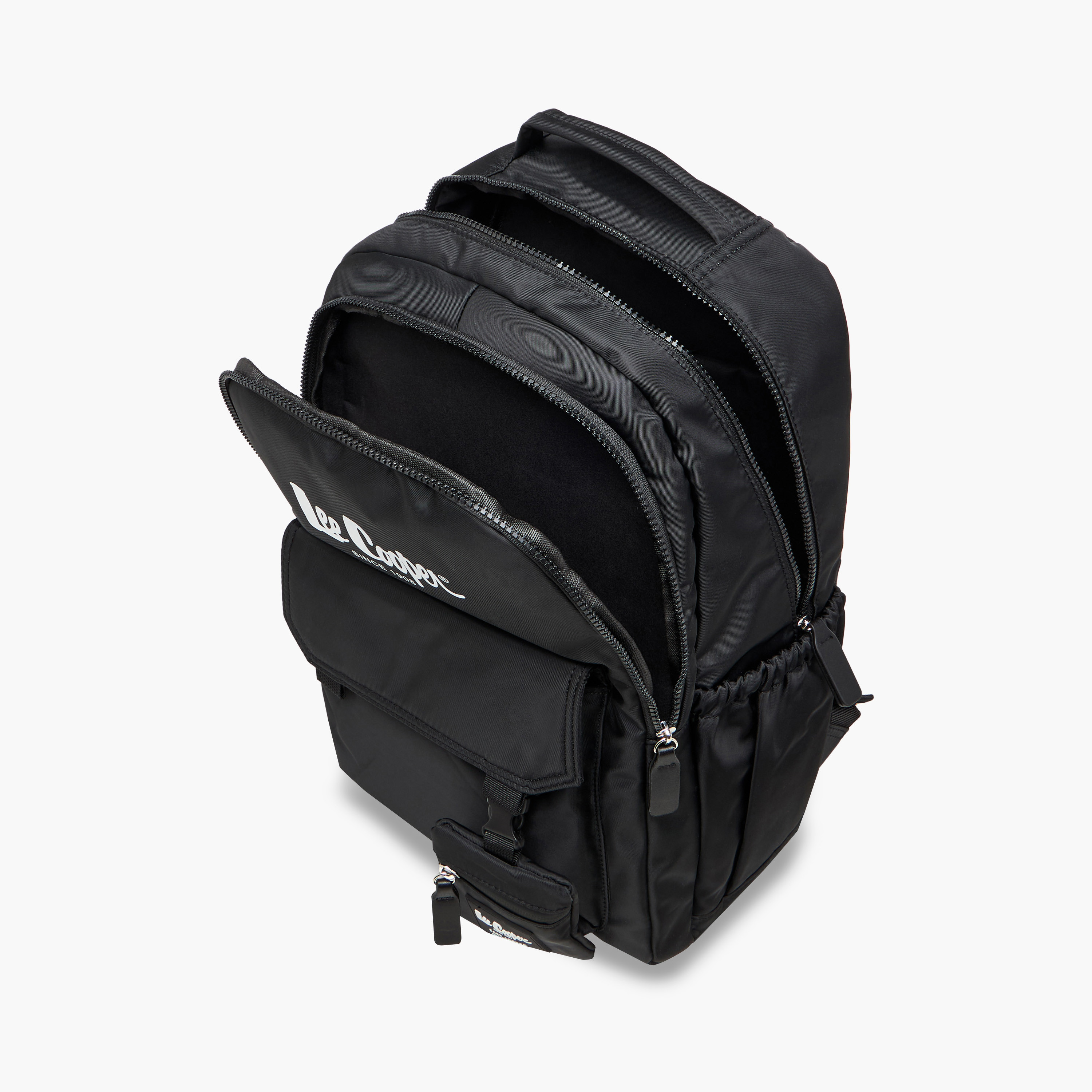 Lee Cooper Logo Print Backpack with Zip Closure and Attached Pouch - 45x14x30 cm-women-bagsandwallets-backpacks-image-9