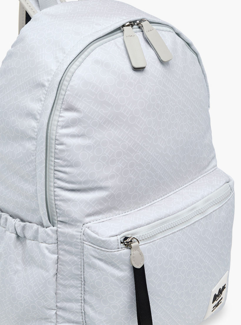 شنطة ظهر بأحزمة قابلة للتعديل وسحاب إغلاق وطبعات مونوجرام من لي كوبر - 14x33x42 سم-women-bagsandwallets-backpacks-image-7