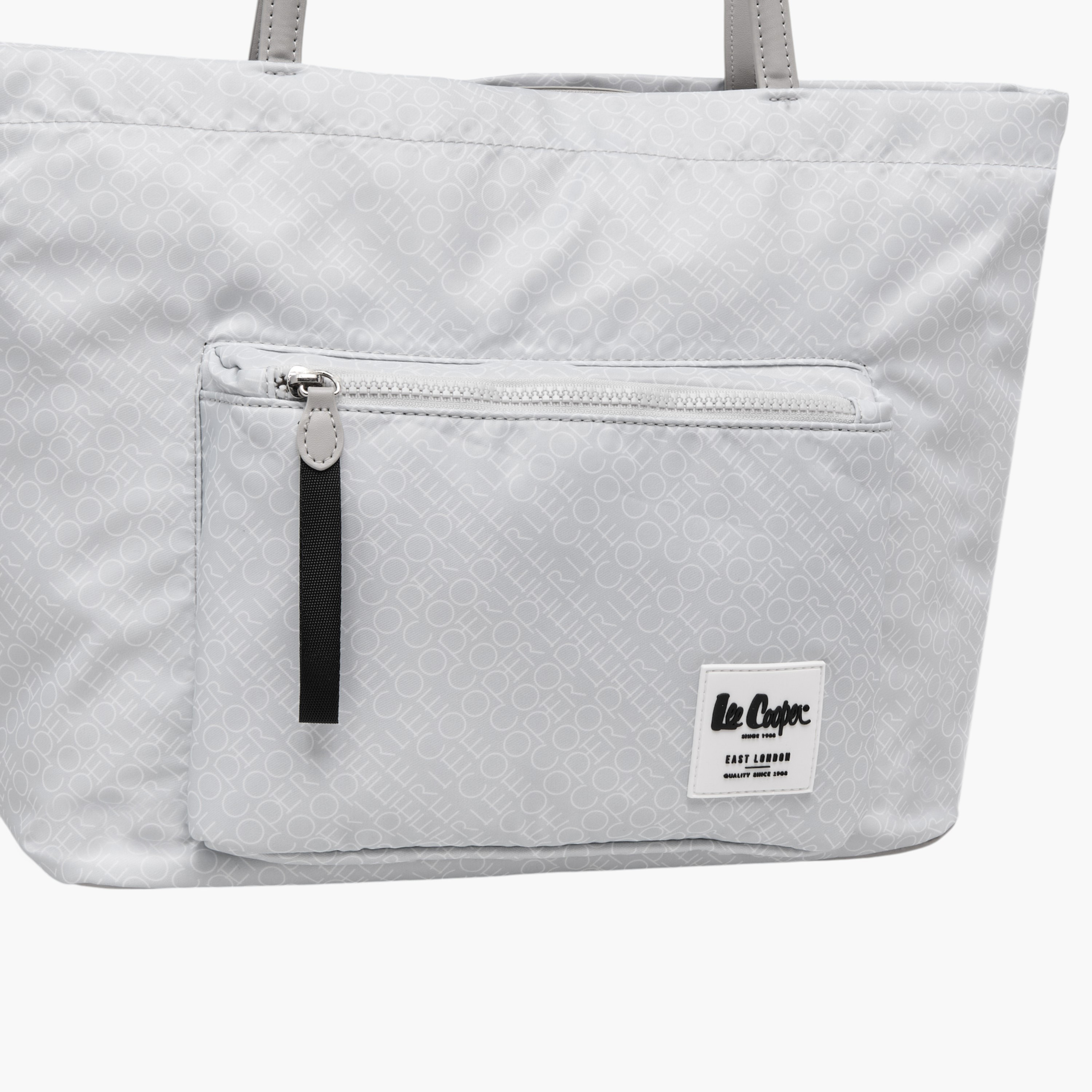 Lee Cooper Monogram Print Tote Bag with Double Handle and Zip Closure-women-bagsandwallets-handbags-image-4