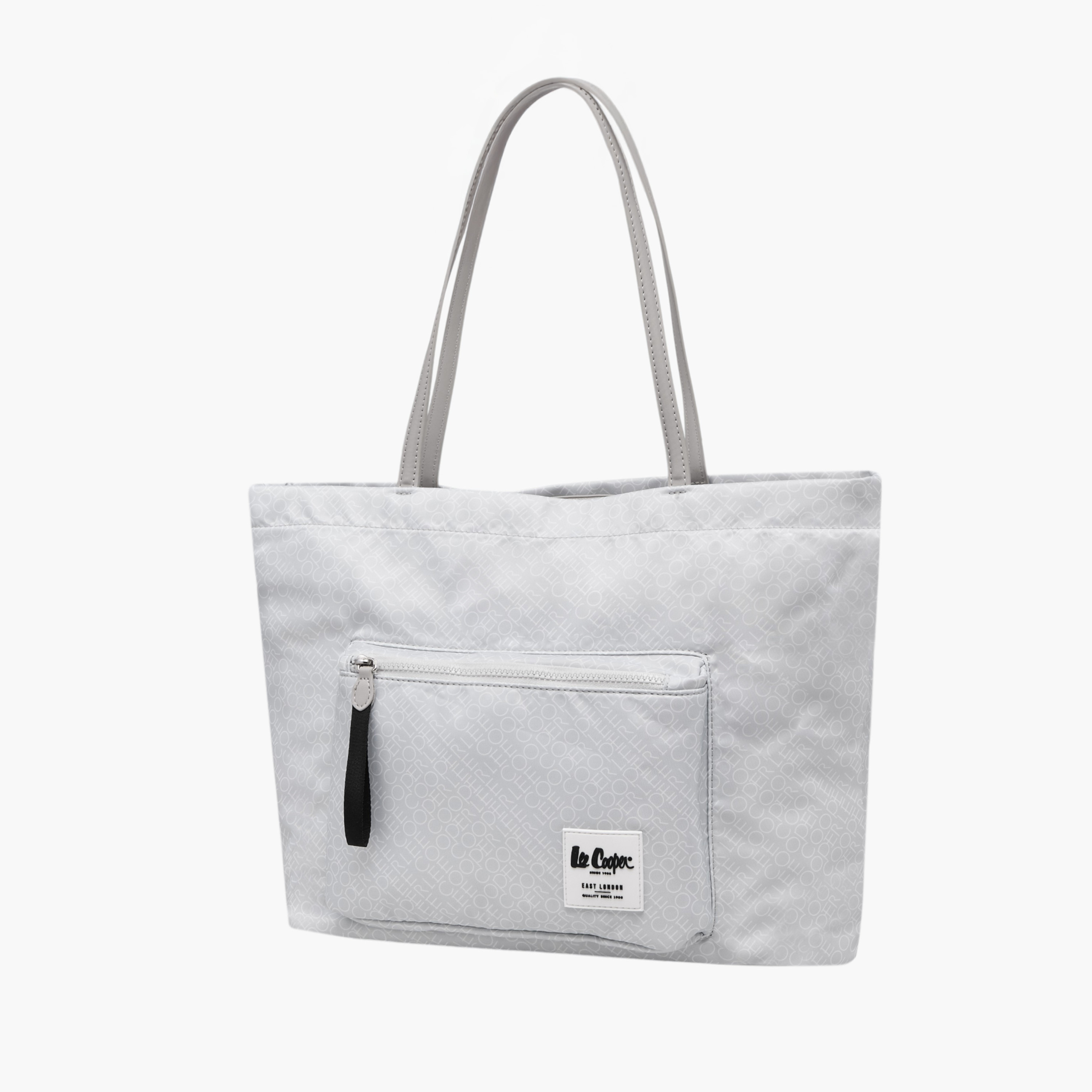 Lee Cooper Monogram Print Tote Bag with Double Handle and Zip Closure-women-bagsandwallets-handbags-image-5