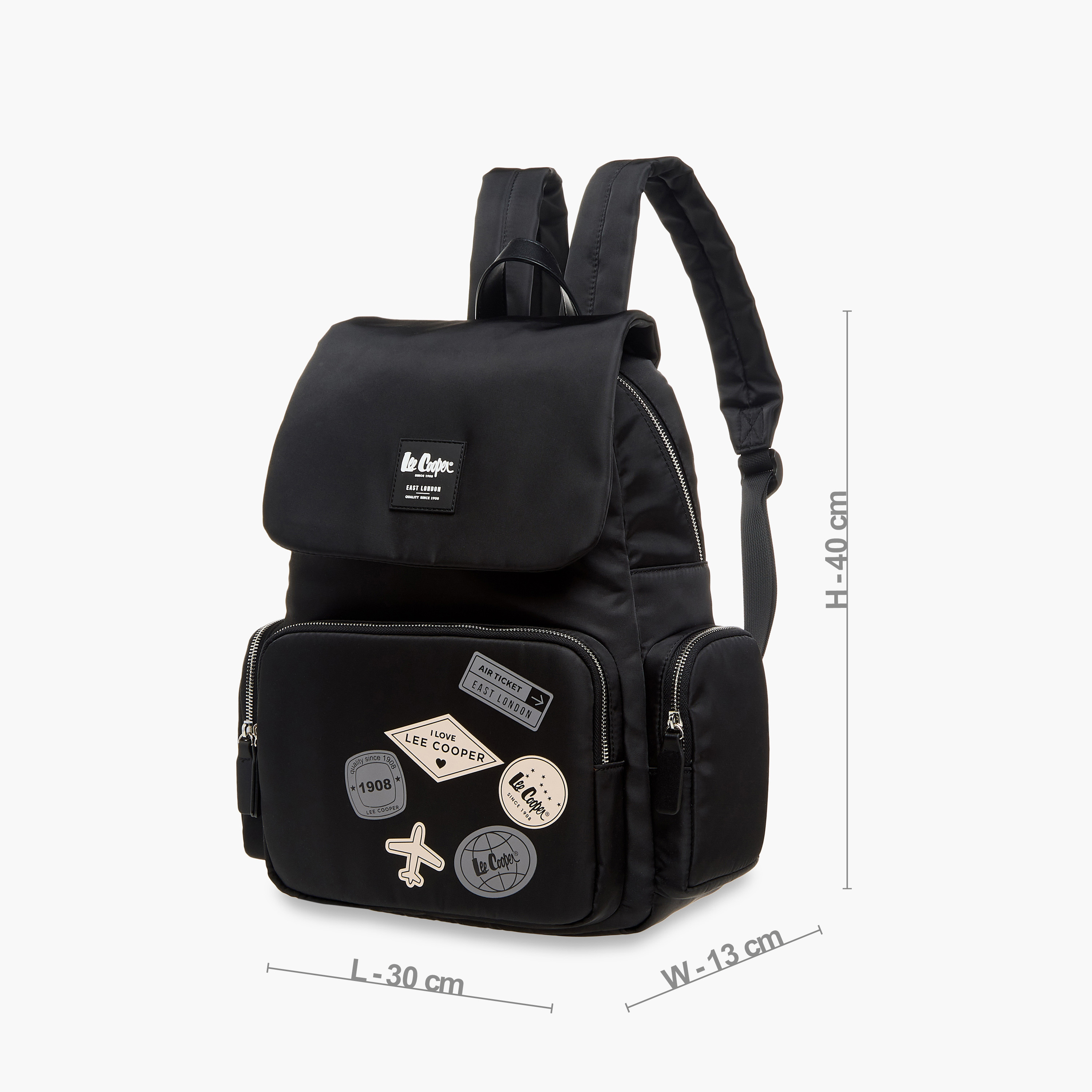 Lee Cooper Logo Applique Backpack with Adjustable Straps and Zip Closure - 13x30x40 cm-women-bagsandwallets-backpacks-image-2