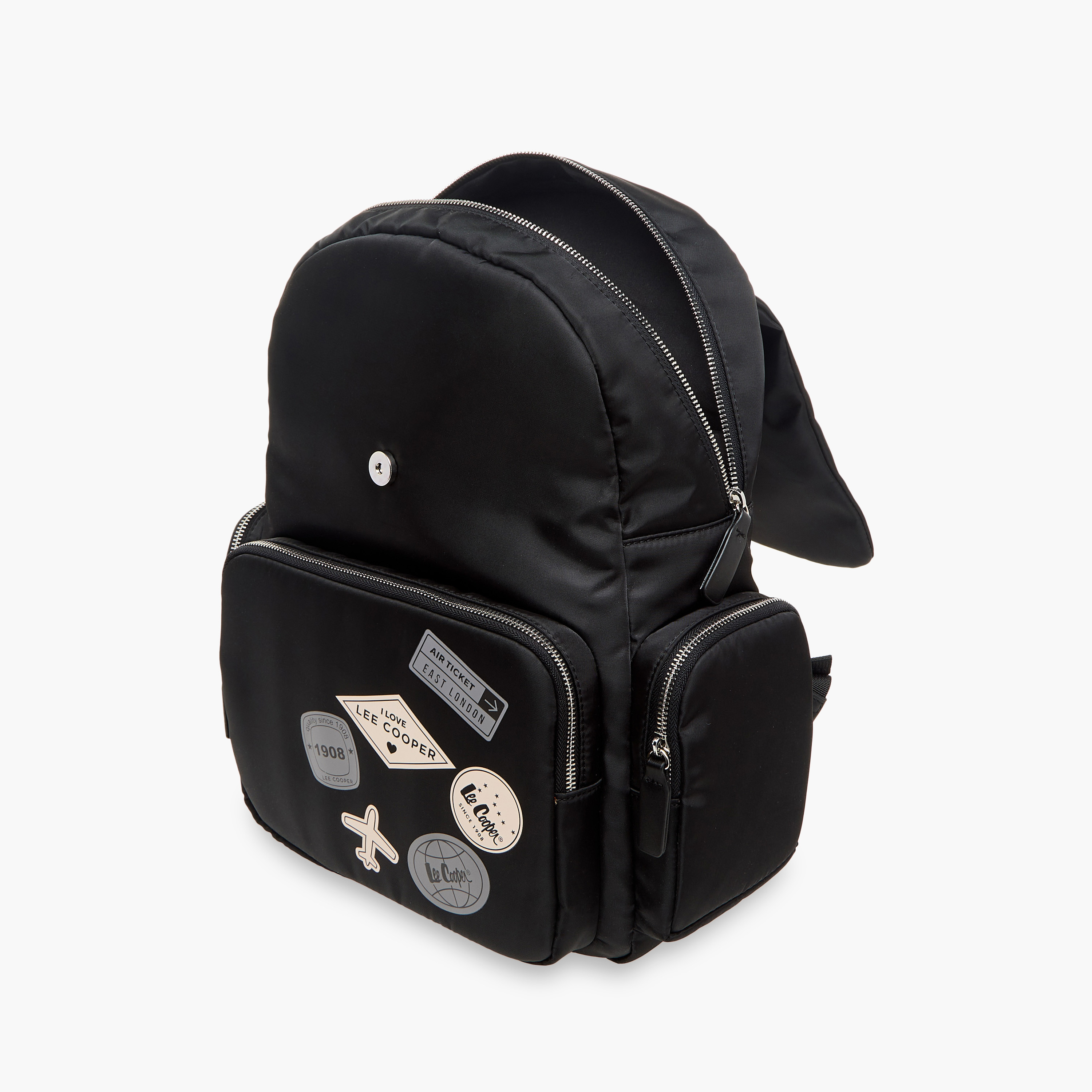 Lee Cooper Logo Applique Backpack with Adjustable Straps and Zip Closure - 13x30x40 cm-women-bagsandwallets-backpacks-image-8