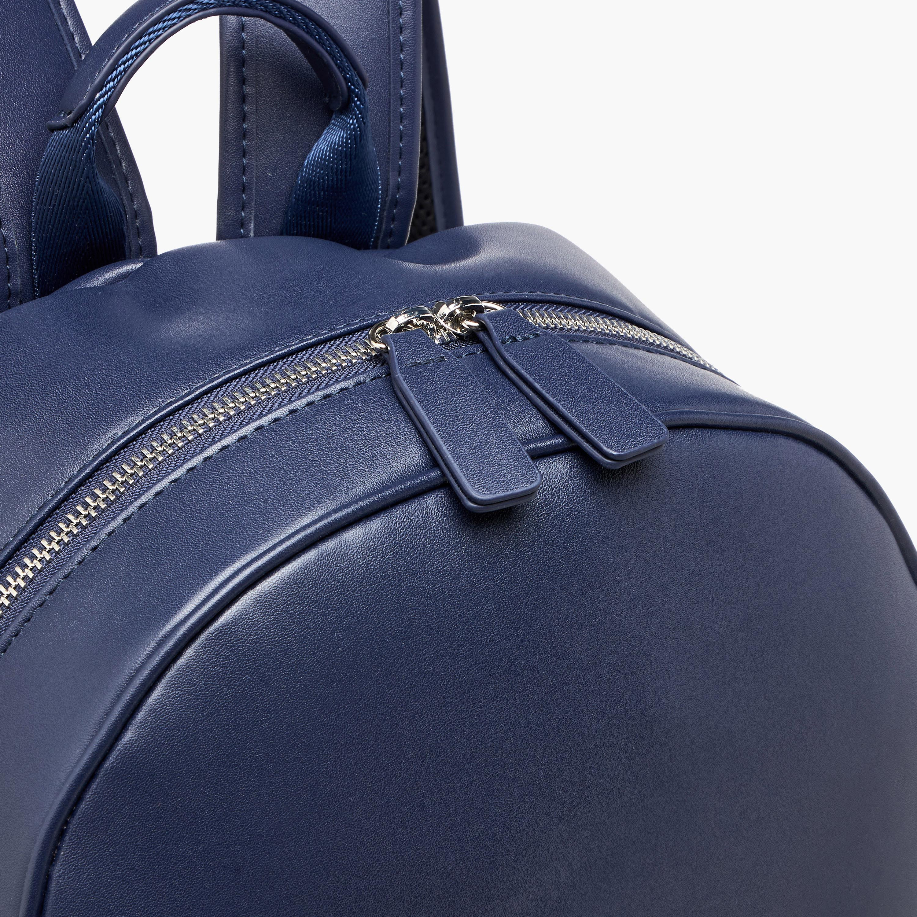 Lee Cooper Logo Print Backpack with Zip Closure and Attached Pouch - 31x13x14 cm-women-bagsandwallets-backpacks-image-7