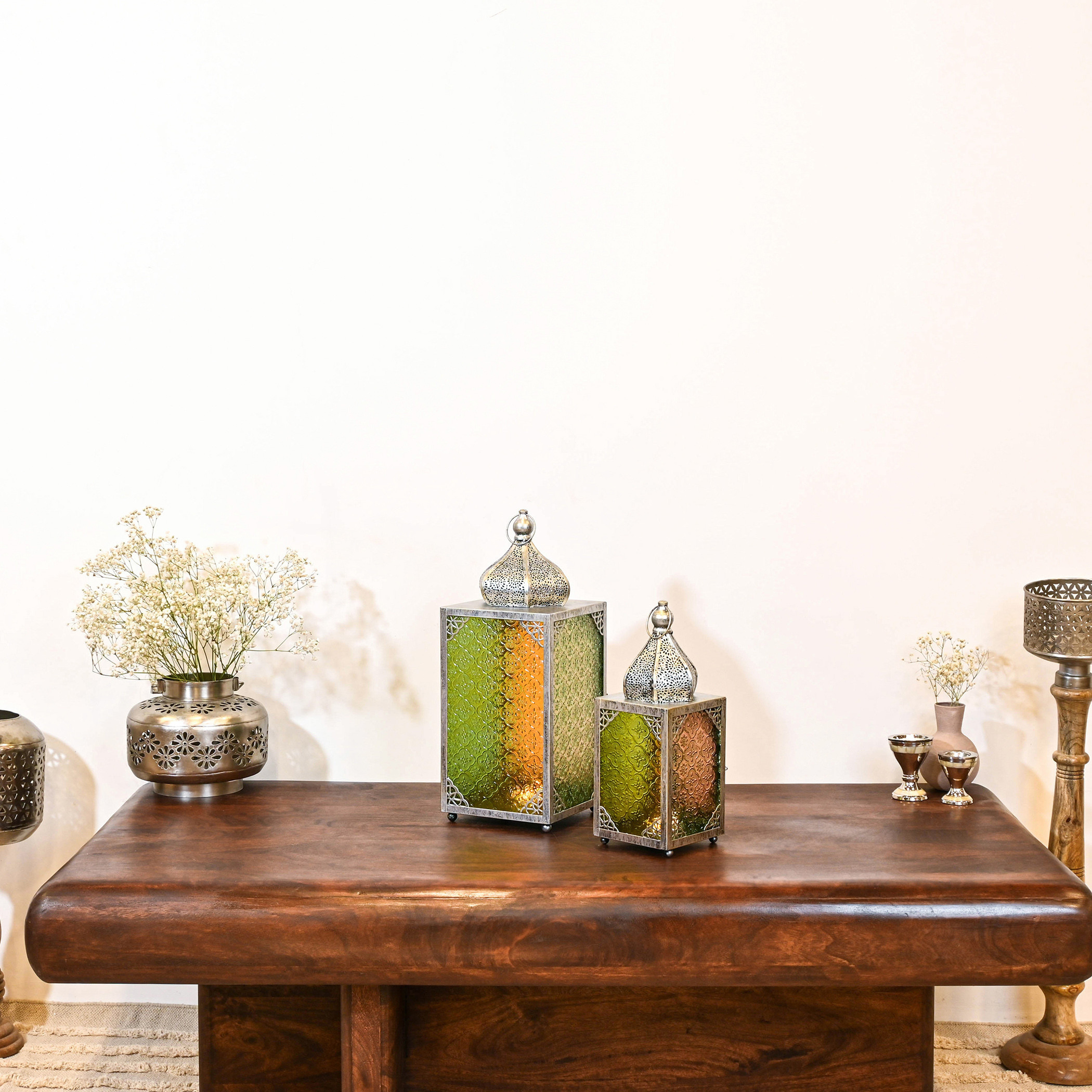 فانوس زجاجي متعدد الألوان مصنوع بواسطة لايف ستايل - 48 سم-household-decor-candleholdersandlanterns-image-6