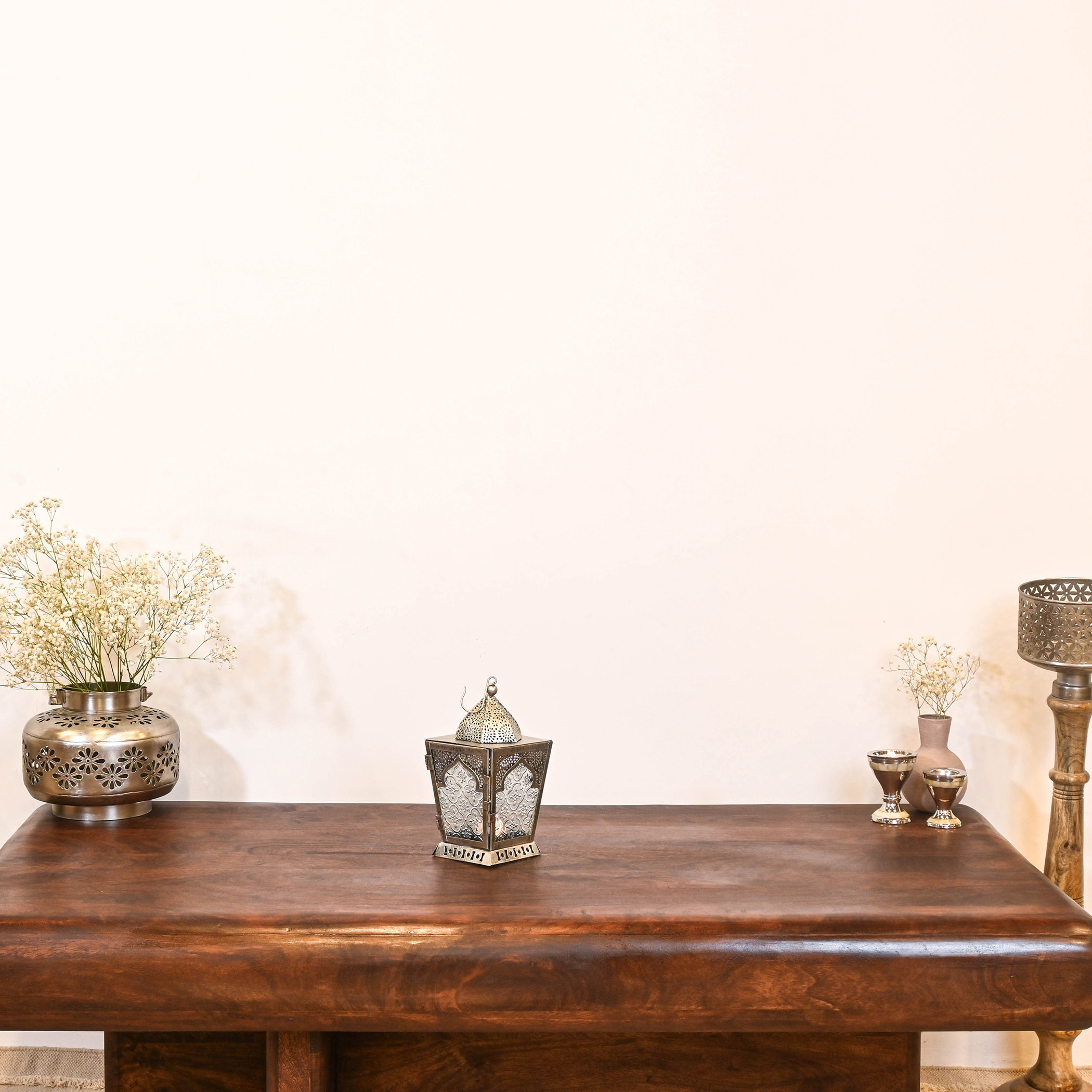 Cutwork Detail Iron and Glass Candleholder - 26x10 cms-household-decor-candleholdersandlanterns-image-5