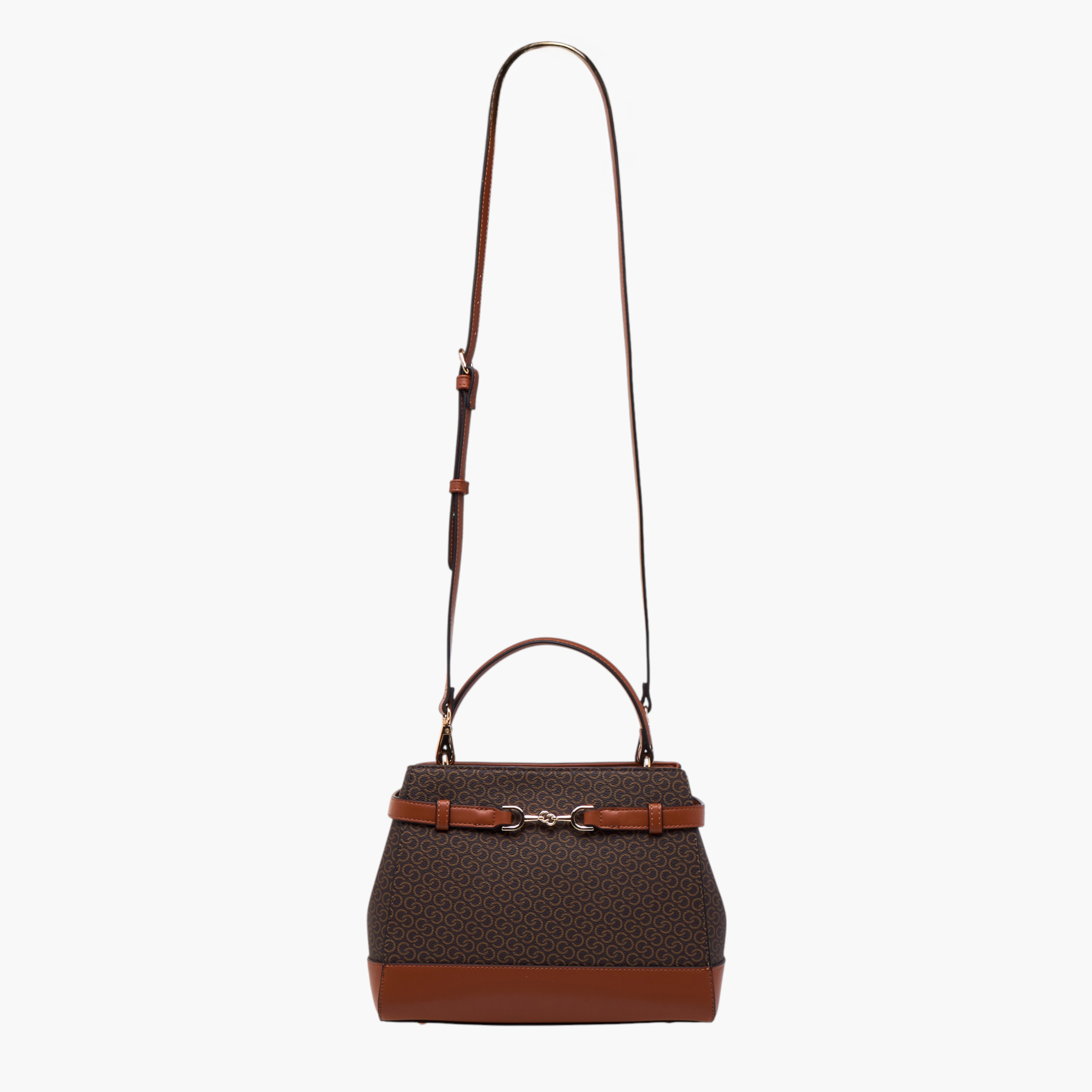 Celeste Monogram Print Shoulder Bag with Detachable Strap and Flap Closure-women-bagsandwallets-handbags-image-4
