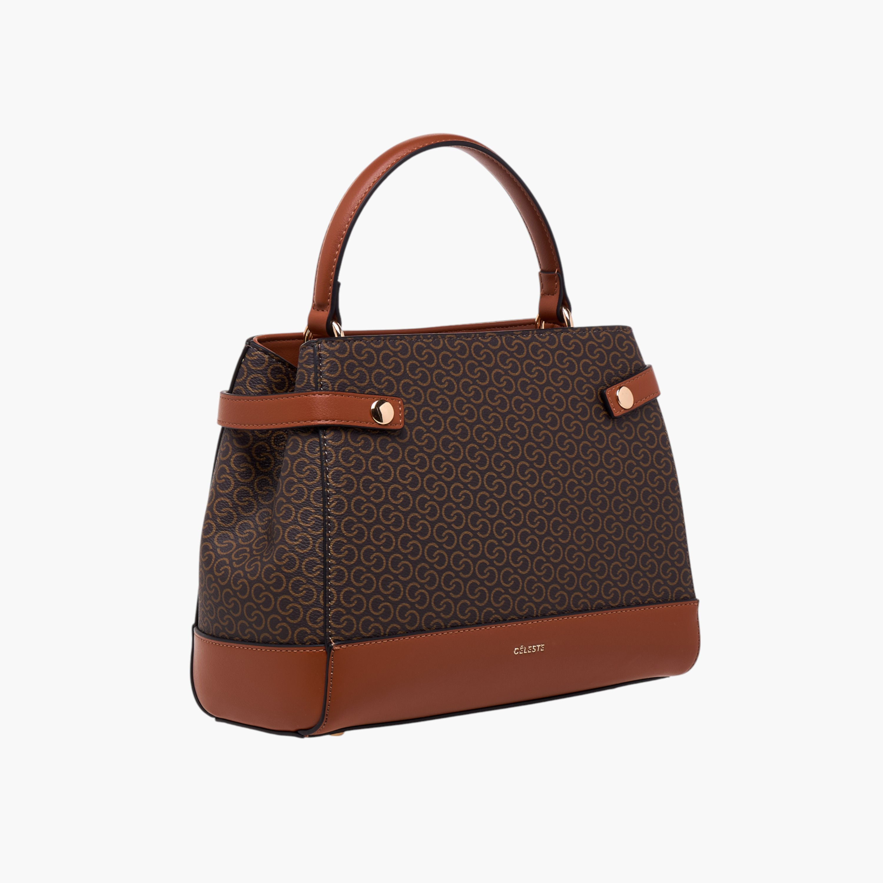 Celeste Monogram Print Shoulder Bag with Detachable Strap and Flap Closure-women-bagsandwallets-handbags-image-5