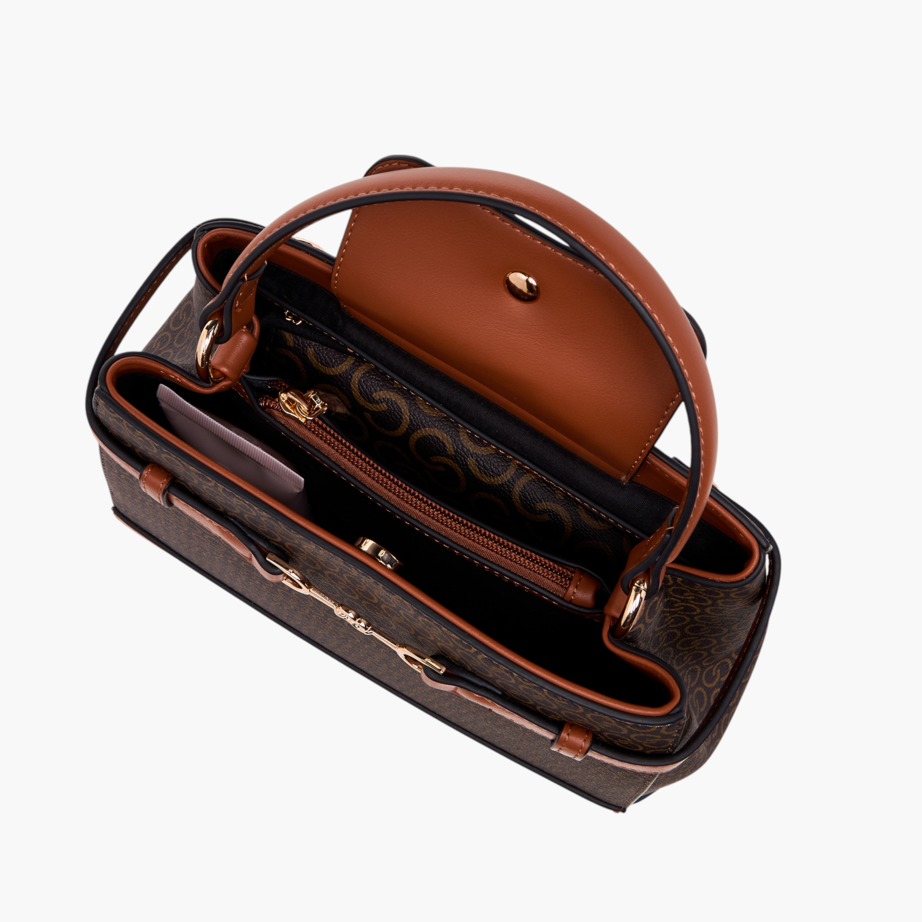 Celeste Monogram Print Shoulder Bag with Detachable Strap and Flap Closure-women-bagsandwallets-handbags-image-10
