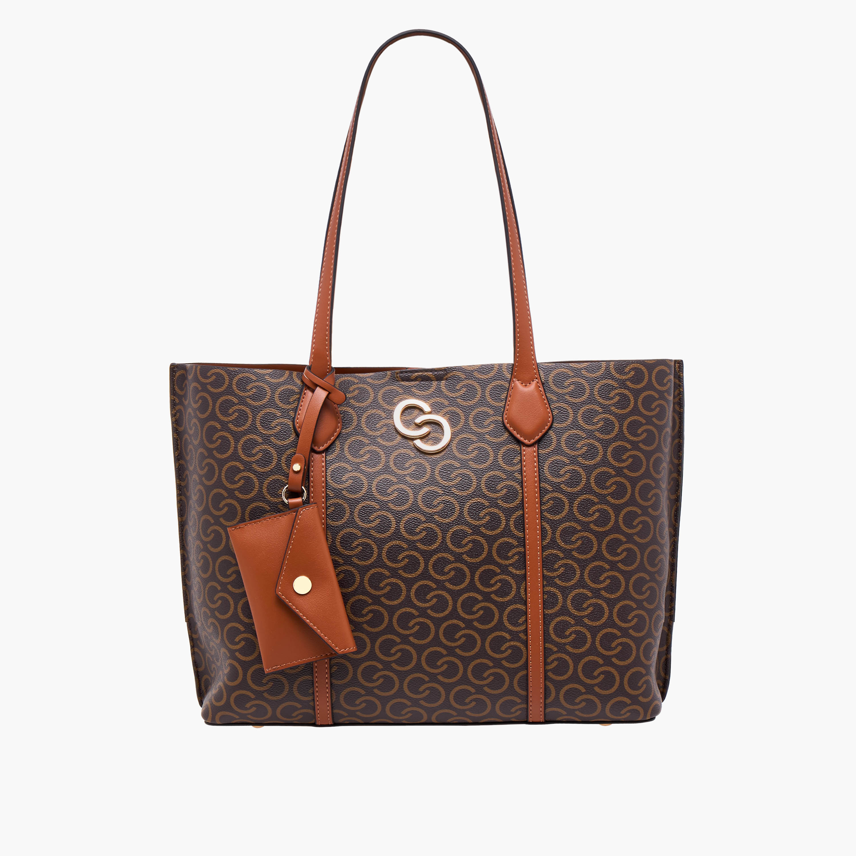 Celeste Monogram Print Tote Bag with Pouch and Zip Closure-women-bagsandwallets-handbags-image-1