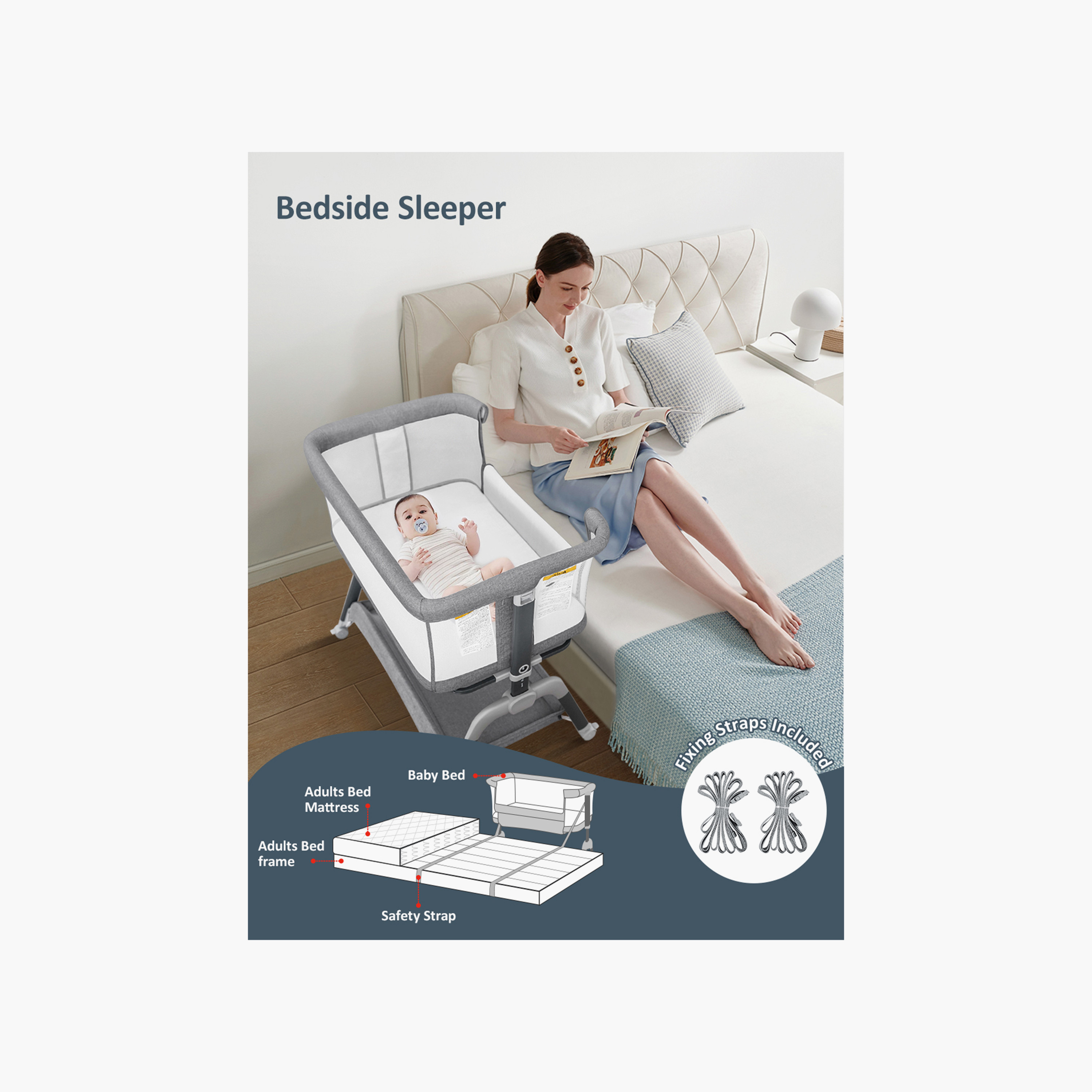 Gokke 3 in 1 Foldable & Portable Bassinet with Storage Basket-baby-nursery-furniture-cribsandbeds-bassinets-image-12