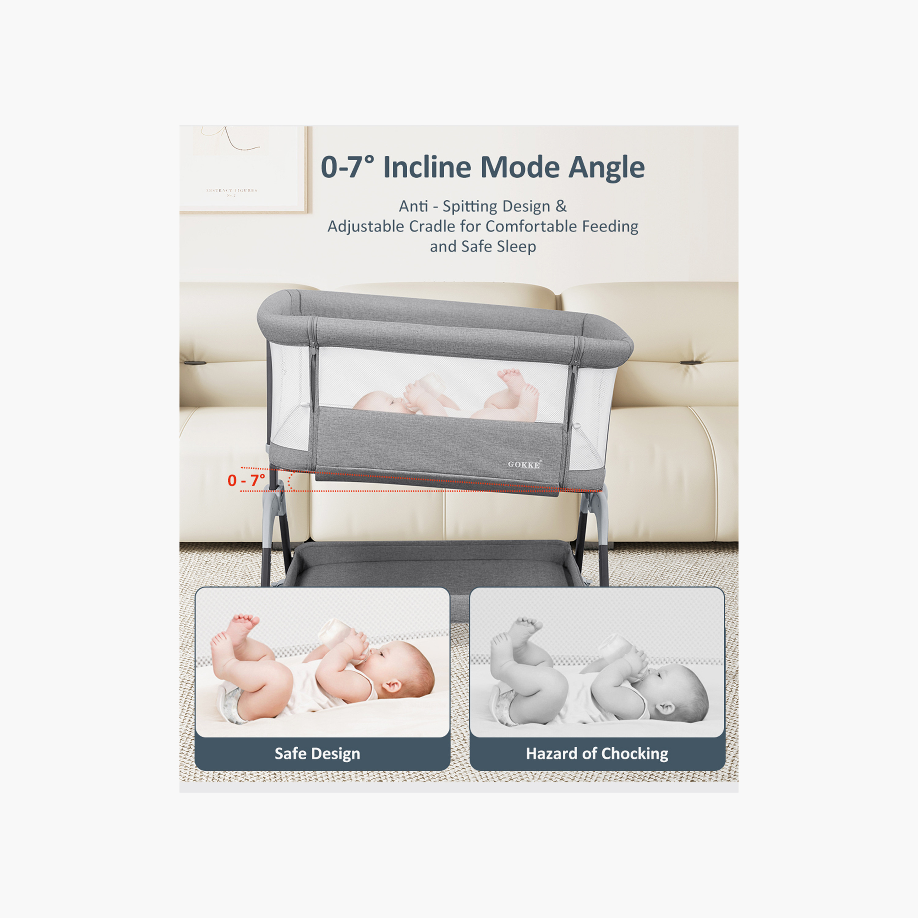 Gokke 3 in 1 Foldable & Portable Bassinet with Storage Basket-baby-nursery-furniture-cribsandbeds-bassinets-image-9