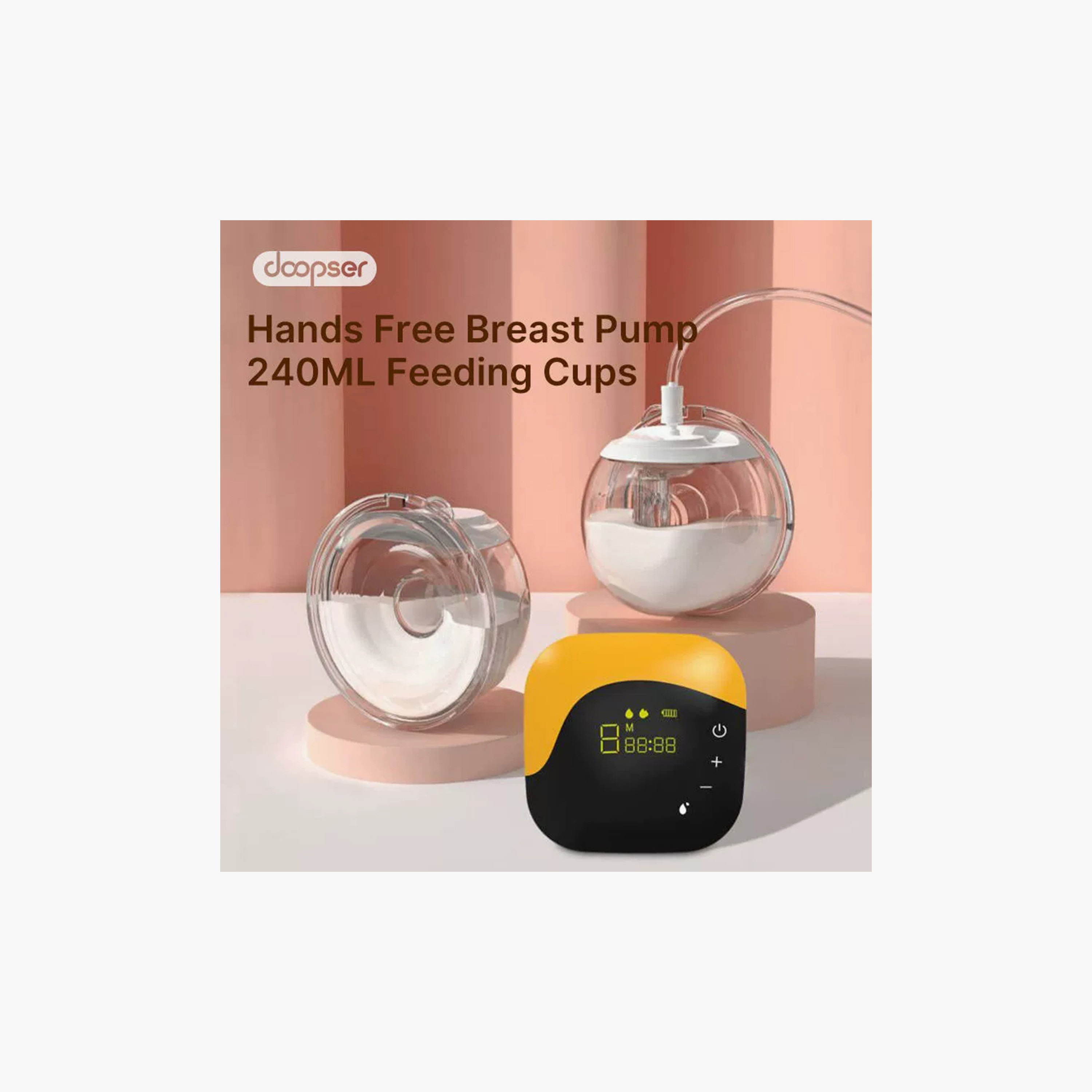 Doopser Hands-Free Double Electric Breast Pump with Inserts & Memory Function - 240 ml Each-baby-feeding-breastfeedingandcare-image-2