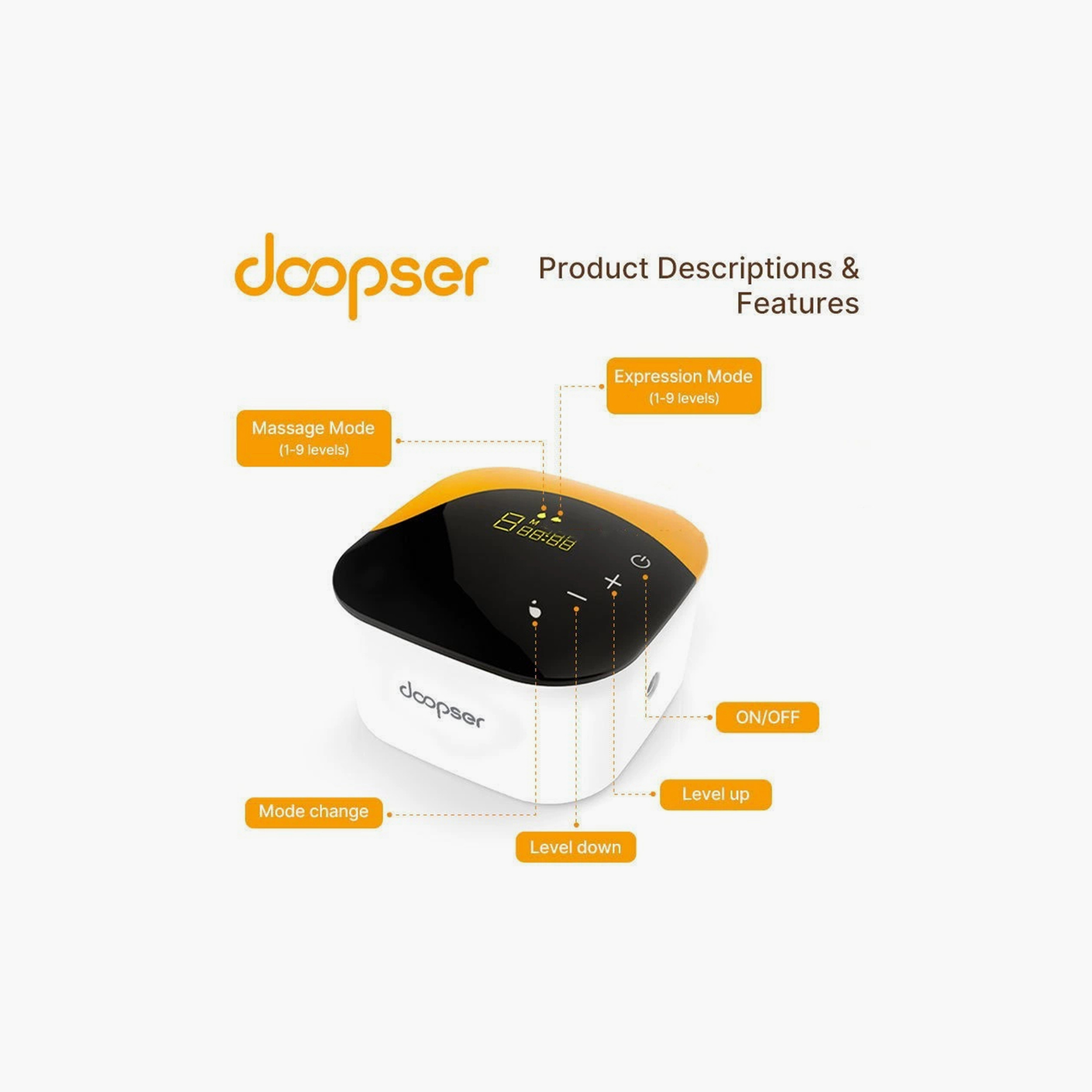 Doopser Hands-Free Double Electric Breast Pump with Inserts & Memory Function - 240 ml Each-baby-feeding-breastfeedingandcare-image-3