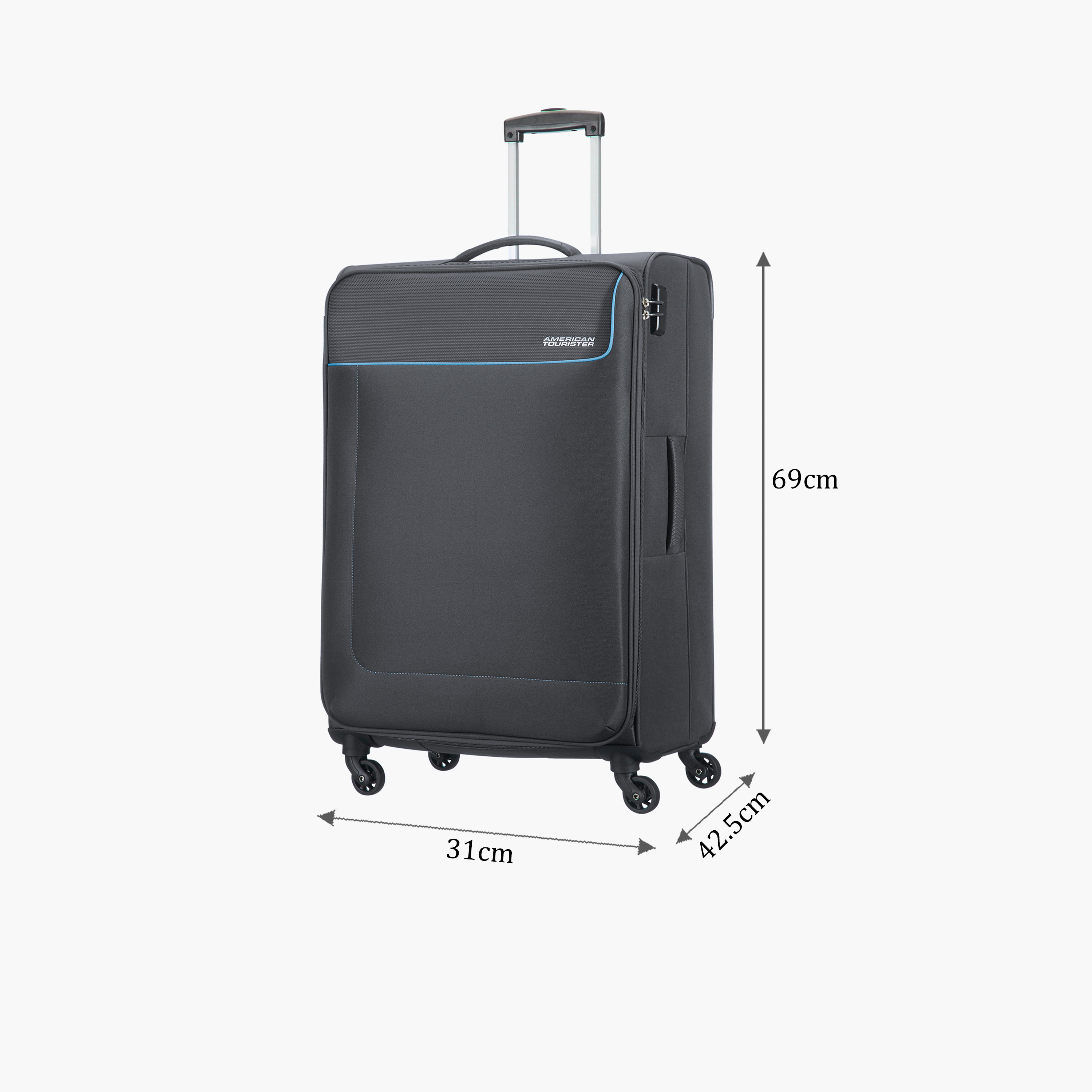American Tourister Jamaica 69 CM Medium Check-in Polyester Soft Sided 4-Wheeler Spinner Trolley Bag with TSA Lock | 27OX08102-travel-luggagesandbags-luggage-image-2