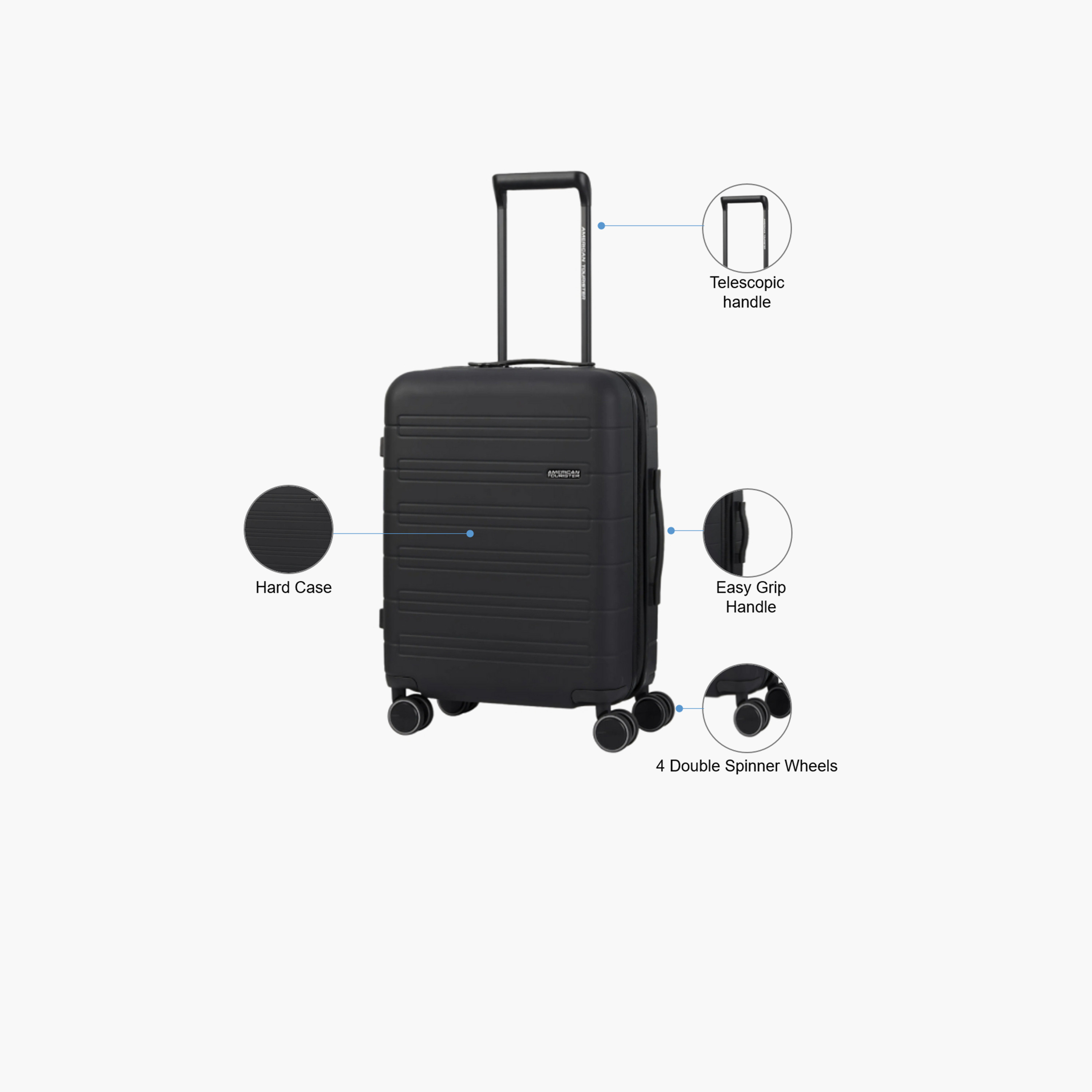 American Tourister Novastream 55 CM Small Cabin Polycarbonate with ABS Hard Sided 4-Wheeler Spinner Trolley Bag with TSA Lock | MC7X61007-travel-luggagesandbags-luggage-image-3
