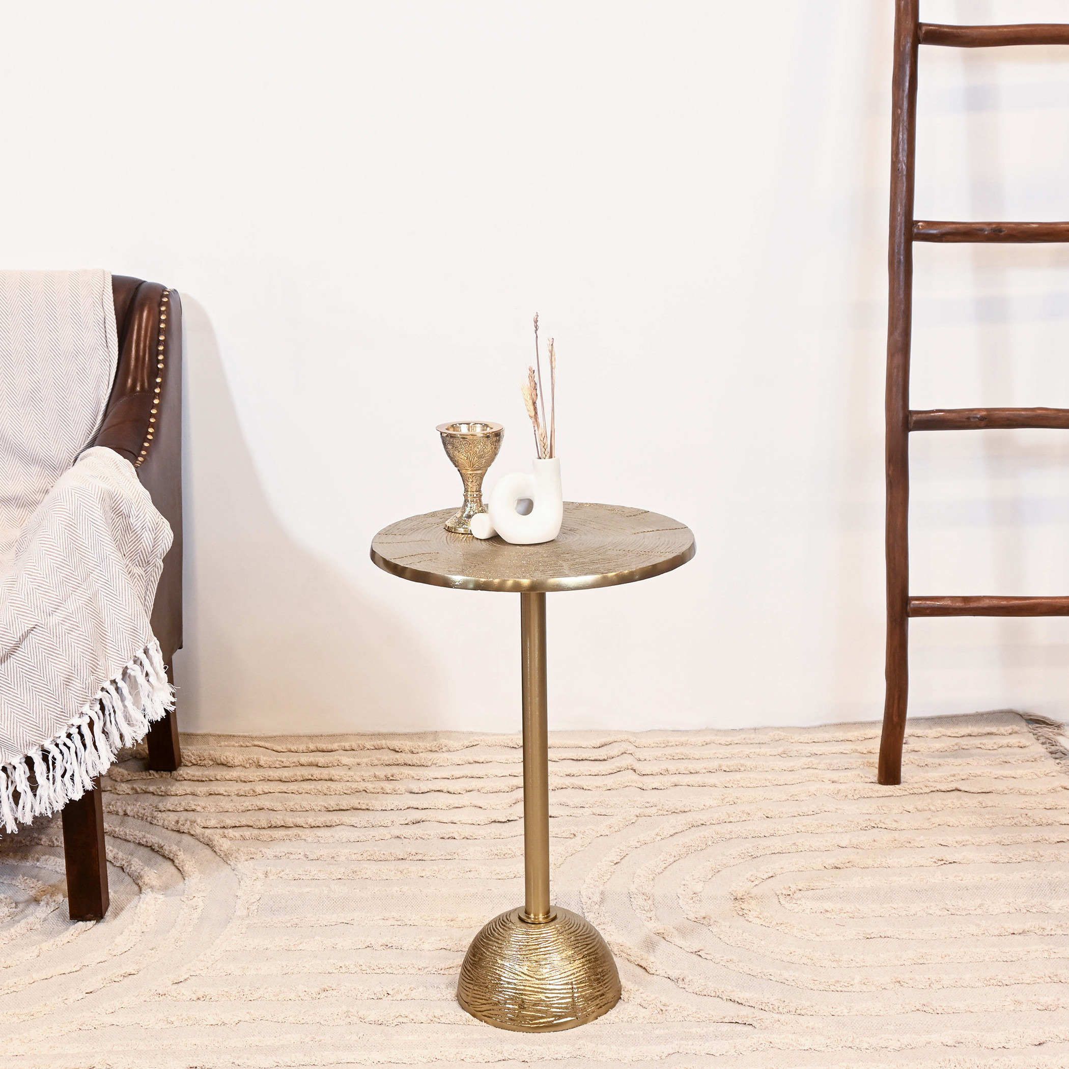Textured Metal Accent Table - 30x55 cms-furniture-livingroom-sideandendtables-image-1