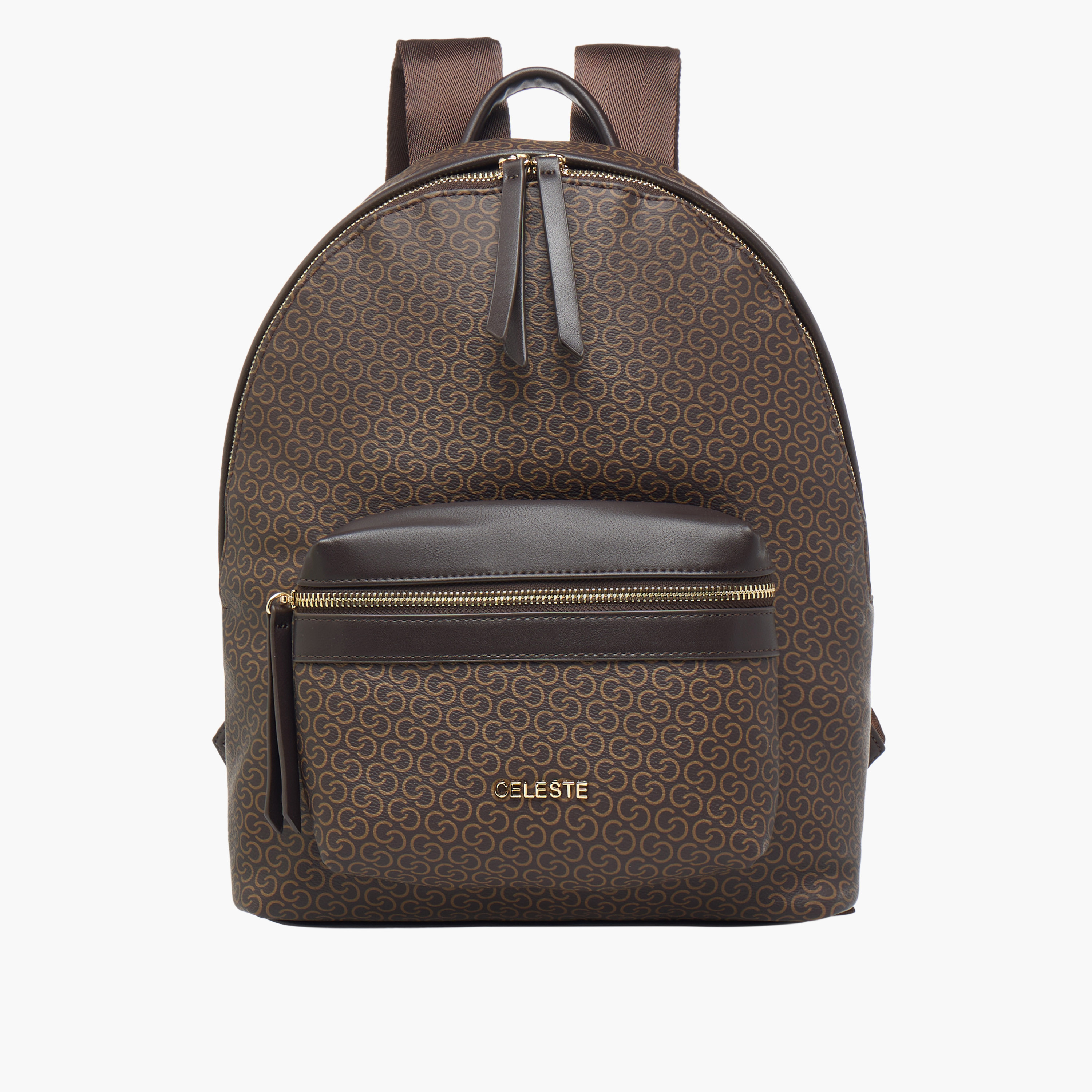 شنطة ظهر بحمالات قابلة للتعديل وسحاب إغلاق وطبعات مونوجرام من سيليست - 28x9x34 سم-women-bagsandwallets-backpacks-image-1