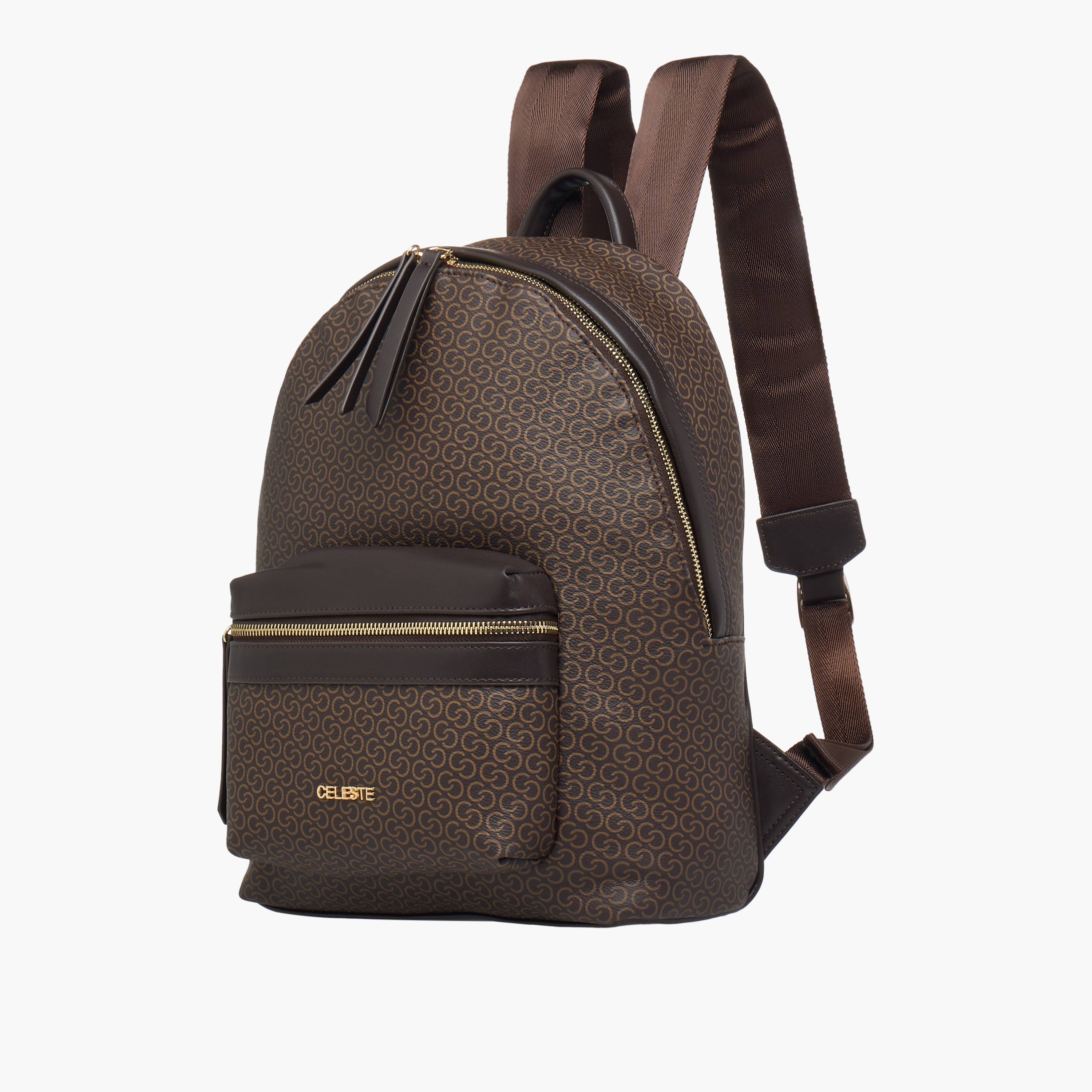 شنطة ظهر بحمالات قابلة للتعديل وسحاب إغلاق وطبعات مونوجرام من سيليست - 28x9x34 سم-women-bagsandwallets-backpacks-image-2