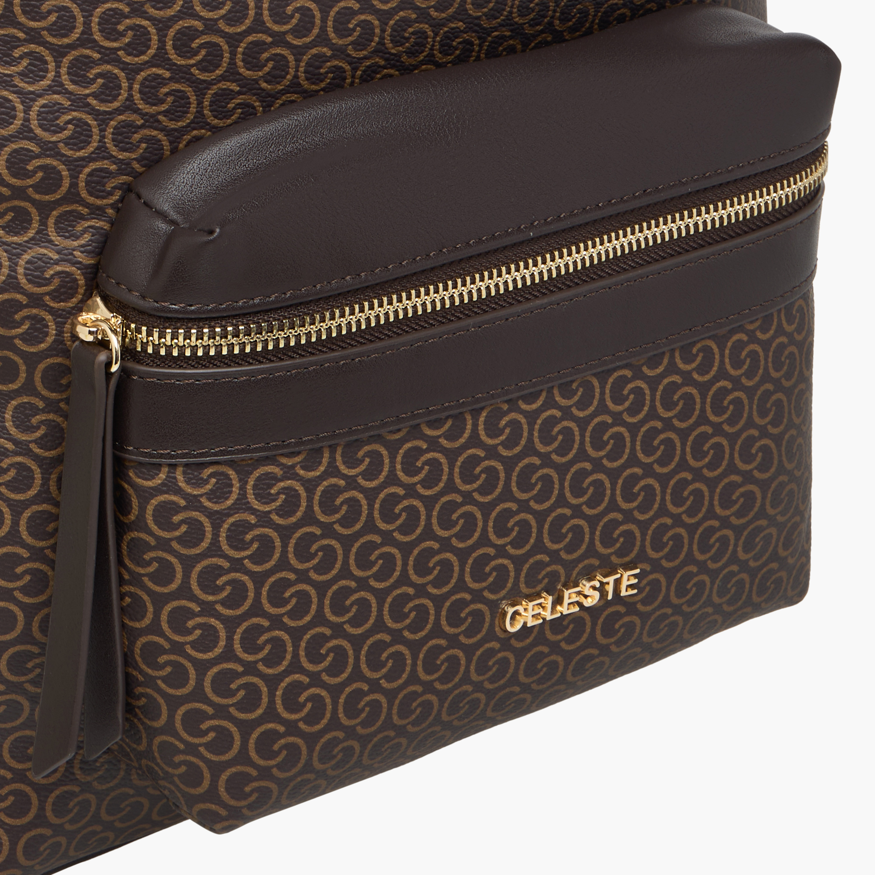شنطة ظهر بحمالات قابلة للتعديل وسحاب إغلاق وطبعات مونوجرام من سيليست - 28x9x34 سم-women-bagsandwallets-backpacks-image-5