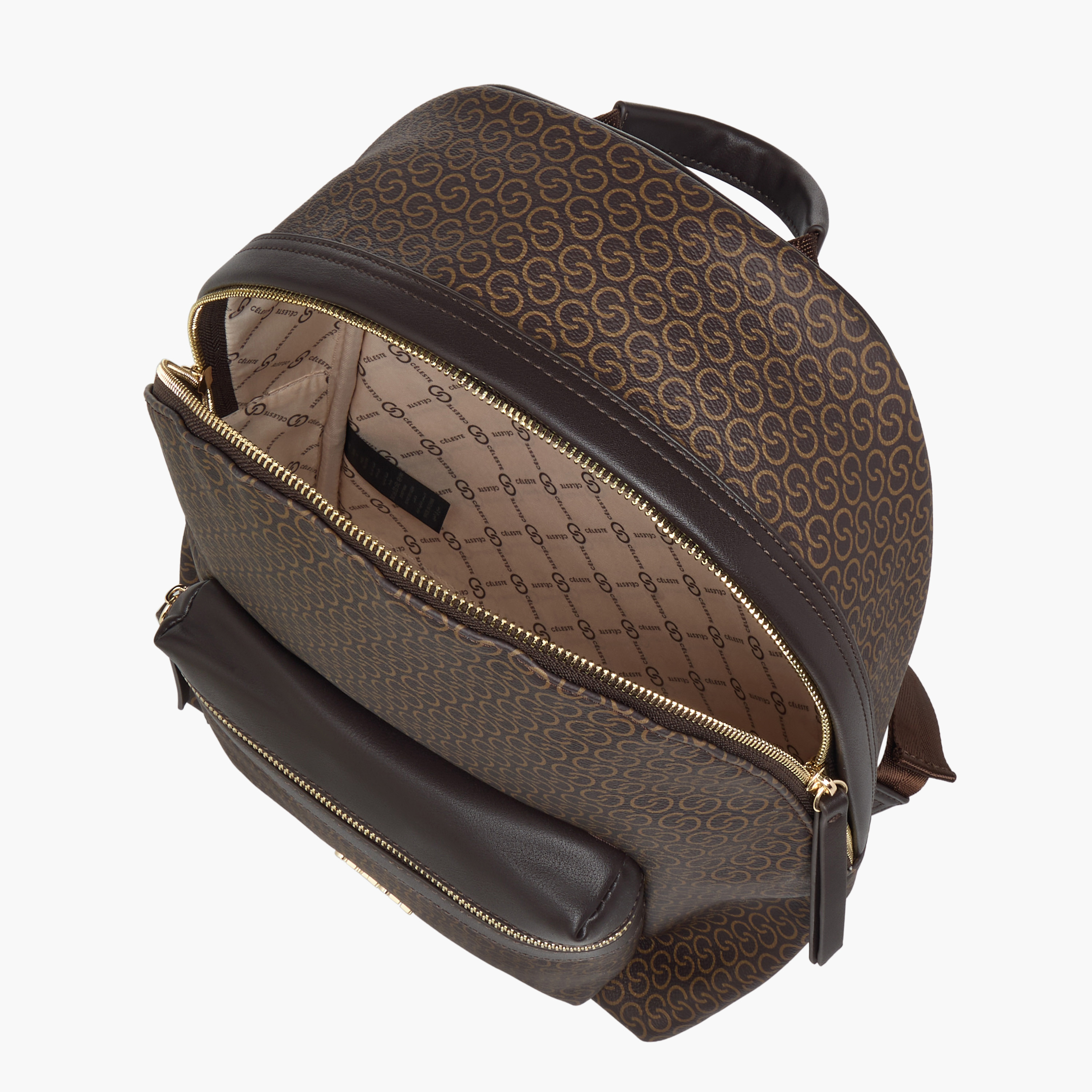 شنطة ظهر بحمالات قابلة للتعديل وسحاب إغلاق وطبعات مونوجرام من سيليست - 28x9x34 سم-women-bagsandwallets-backpacks-image-7