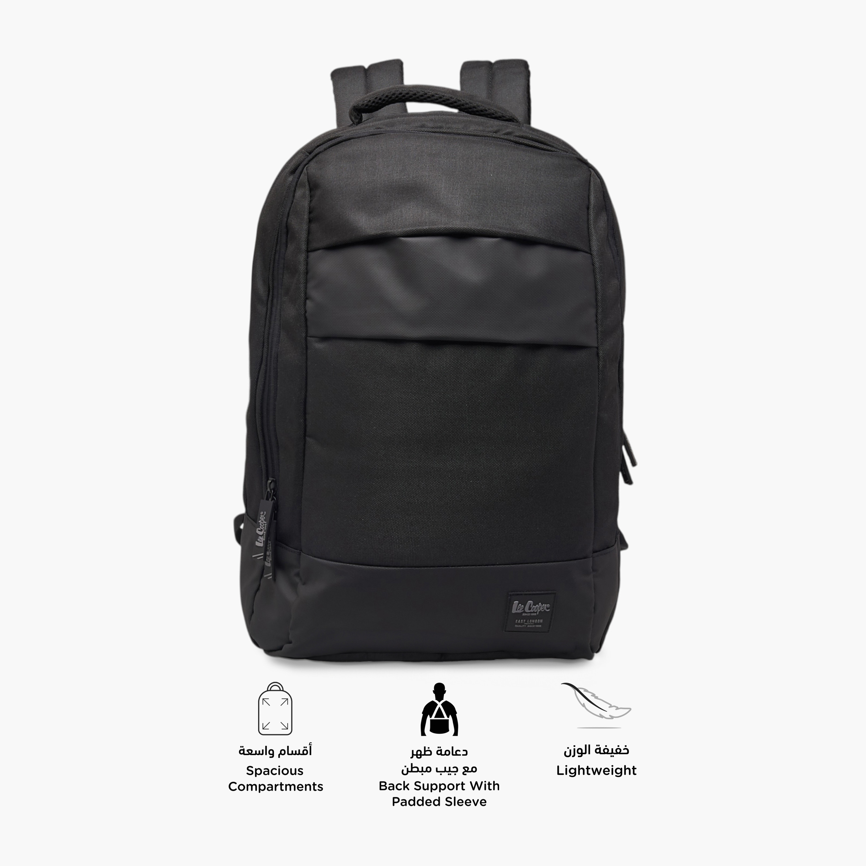 Lee Cooper Solid School Backpack with Adjustable Shoulder Straps and Zip Closure - 17x32x48 cms-school-bagsandbackpacks-backpacks-image-4