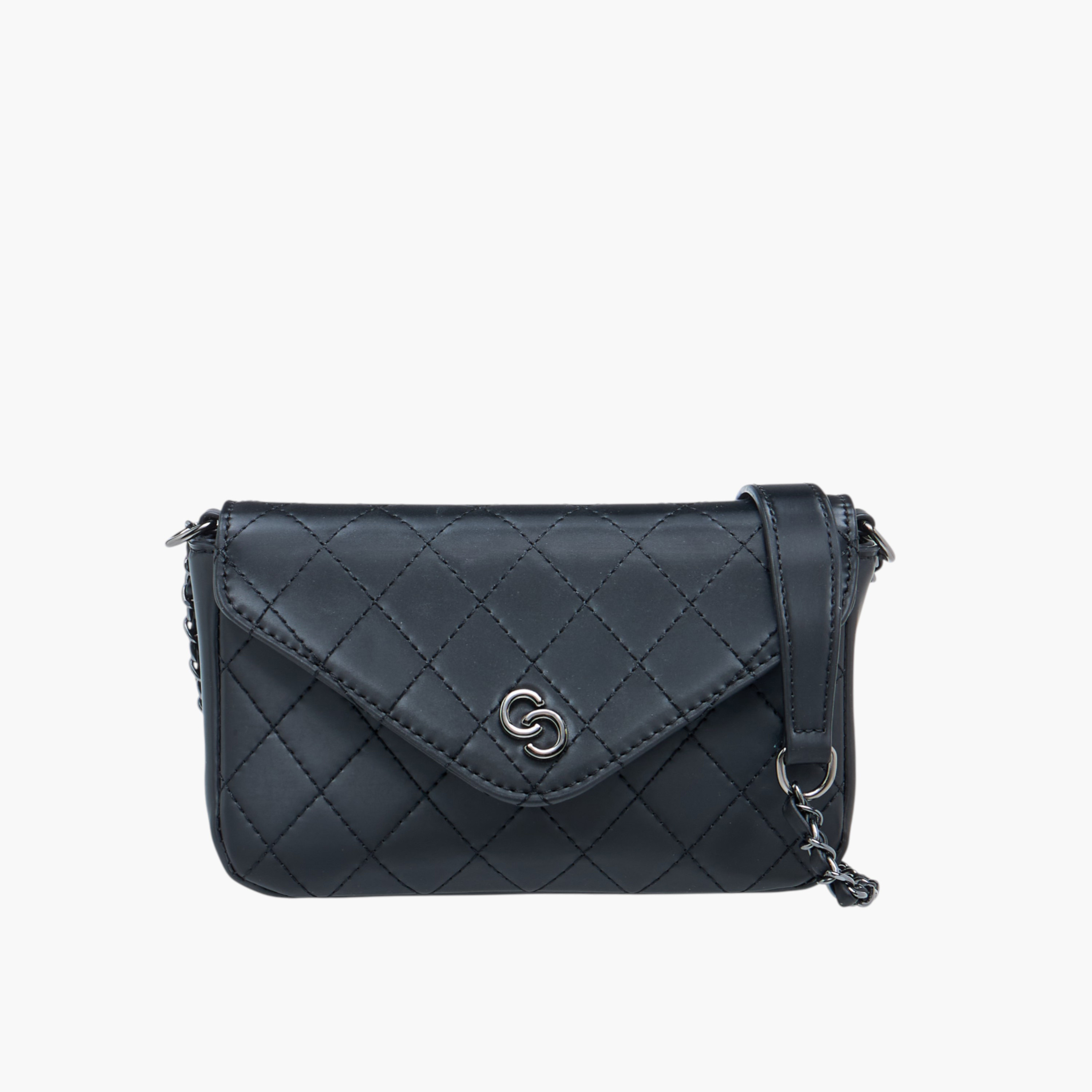 Celeste Quilted Crossbody Bag with Chain Strap and Flap Closure-women-bagsandwallets-handbags-image-1