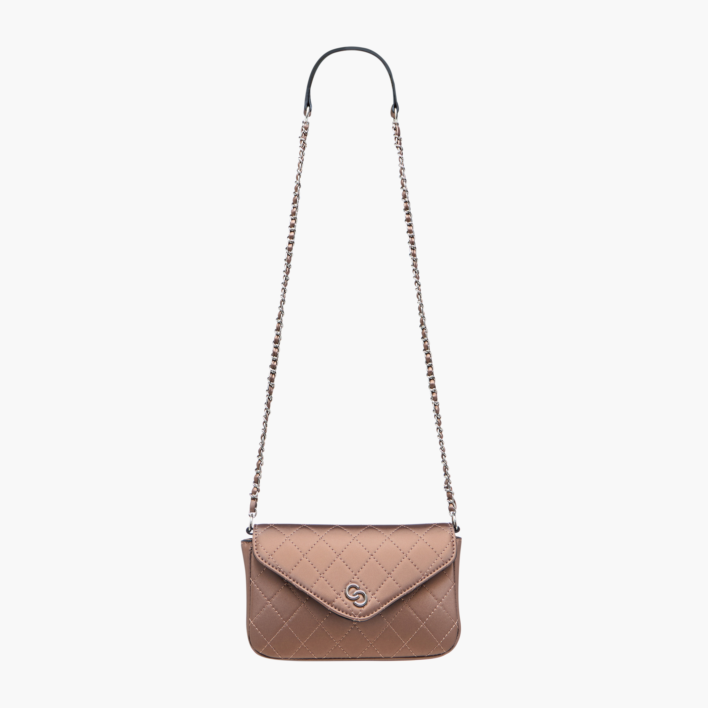 شنطة كروس بودي مبطنة بحزام سلسلة طية إغلاق من سيليست-women-bagsandwallets-handbags-image-3