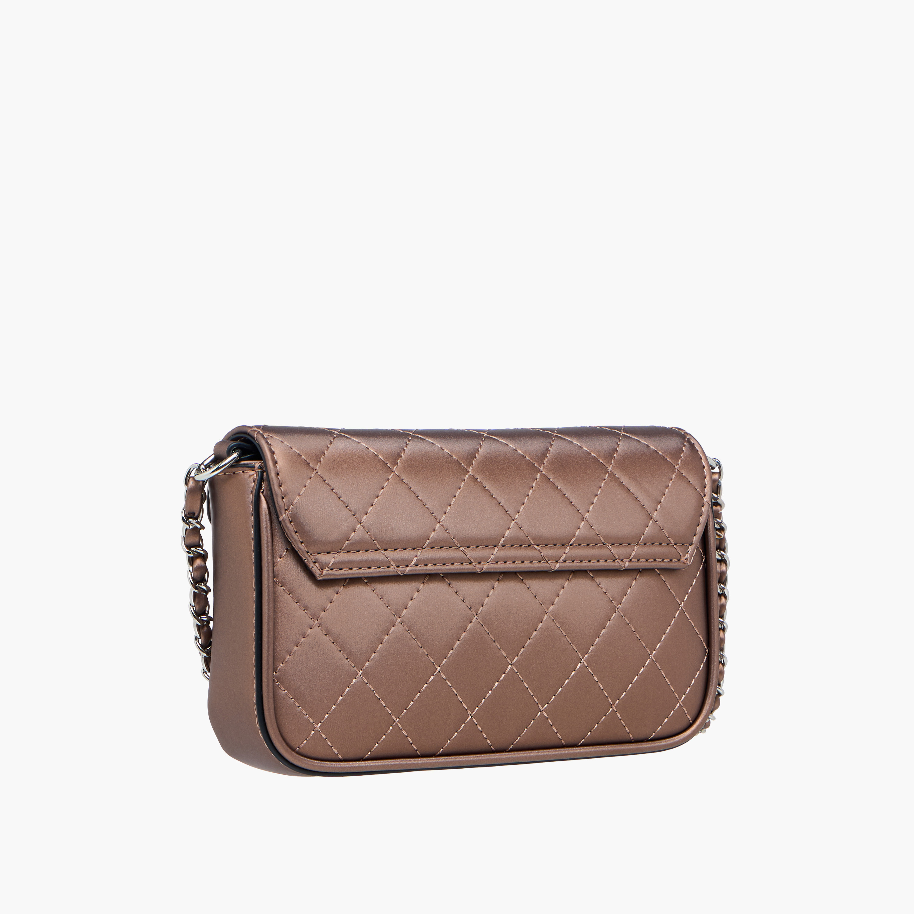 شنطة كروس بودي مبطنة بحزام سلسلة طية إغلاق من سيليست-women-bagsandwallets-handbags-image-4