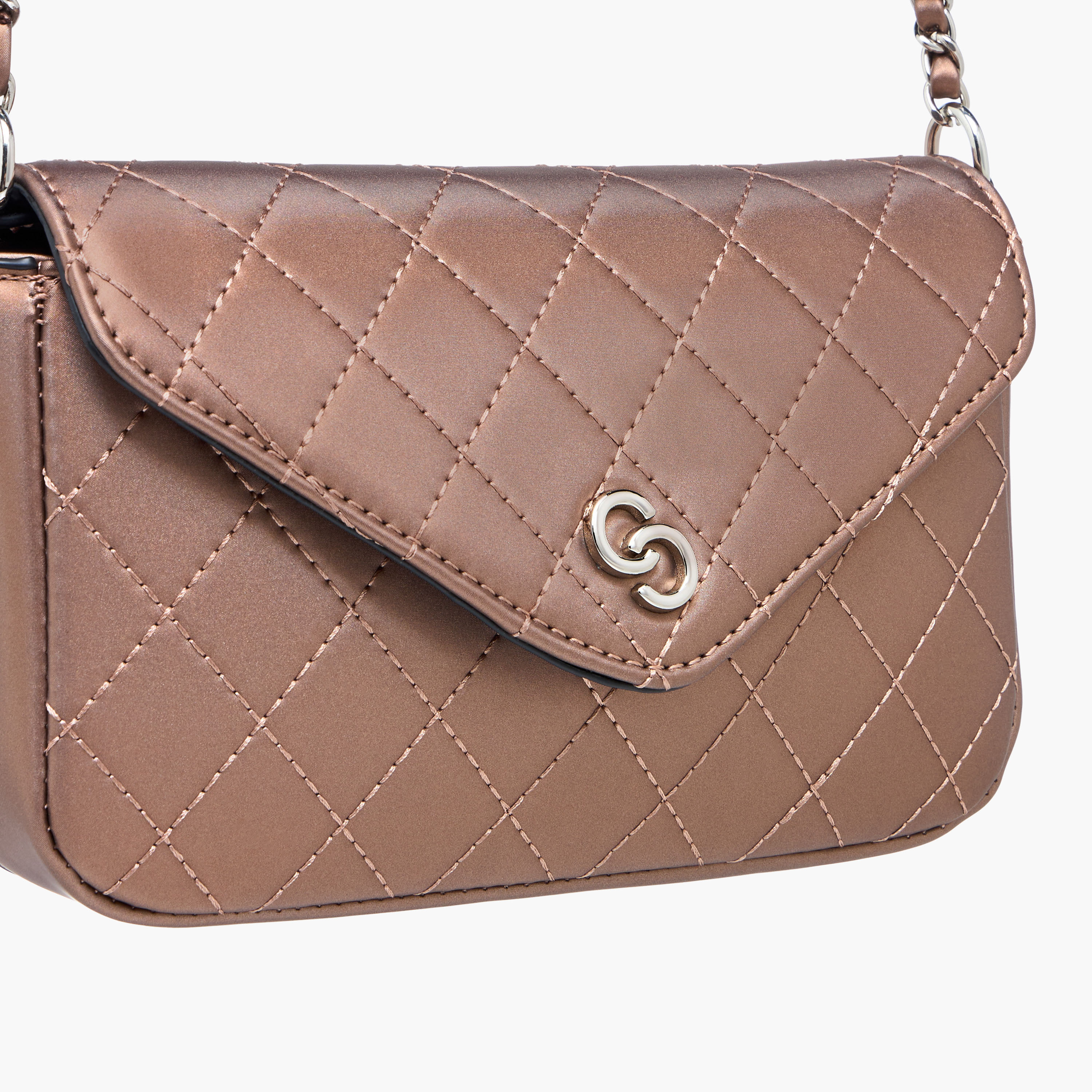 شنطة كروس بودي مبطنة بحزام سلسلة طية إغلاق من سيليست-women-bagsandwallets-handbags-image-5