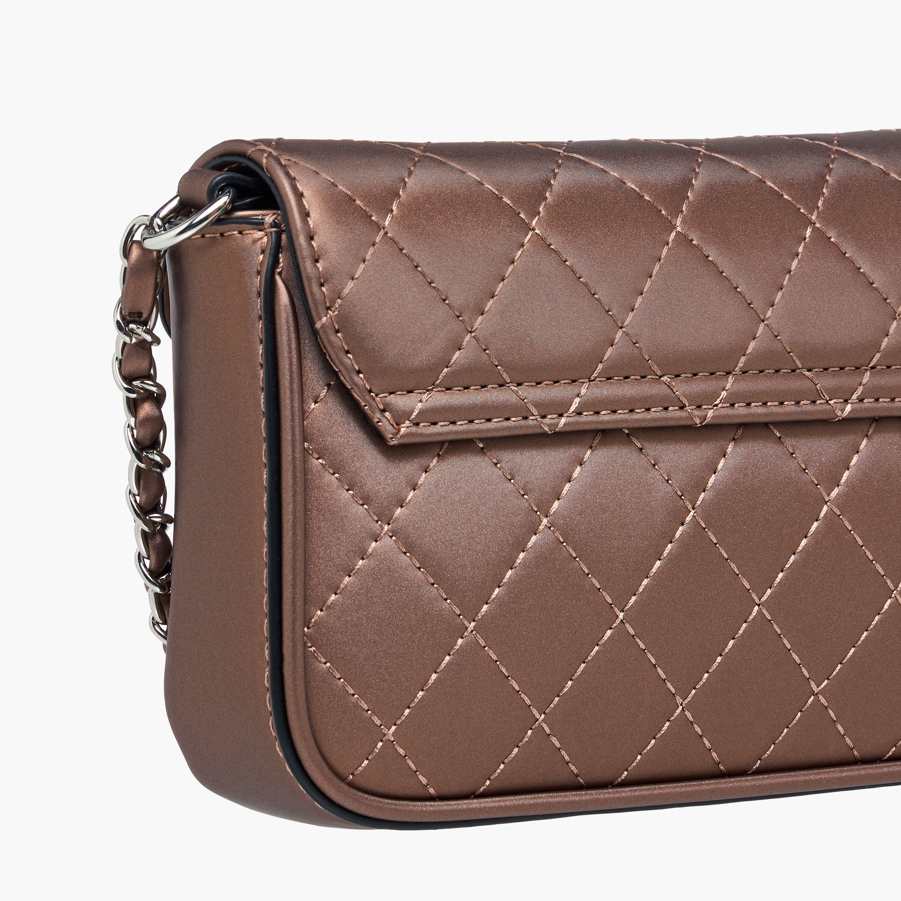 شنطة كروس بودي مبطنة بحزام سلسلة طية إغلاق من سيليست-women-bagsandwallets-handbags-image-6