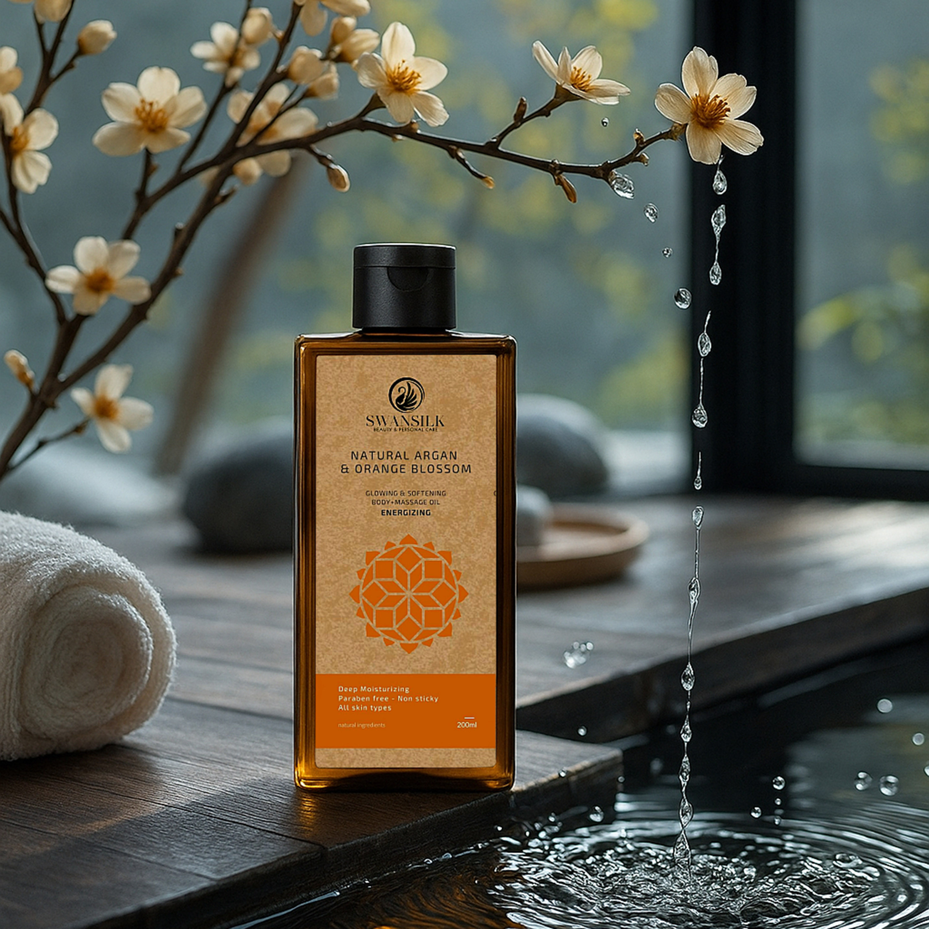 SWANSILK Body and Massage Oil with Natural Argan and Orange Blossom - 200 ml-beautyandpersonalcare-bathandbody-bodycare-oils-image-3