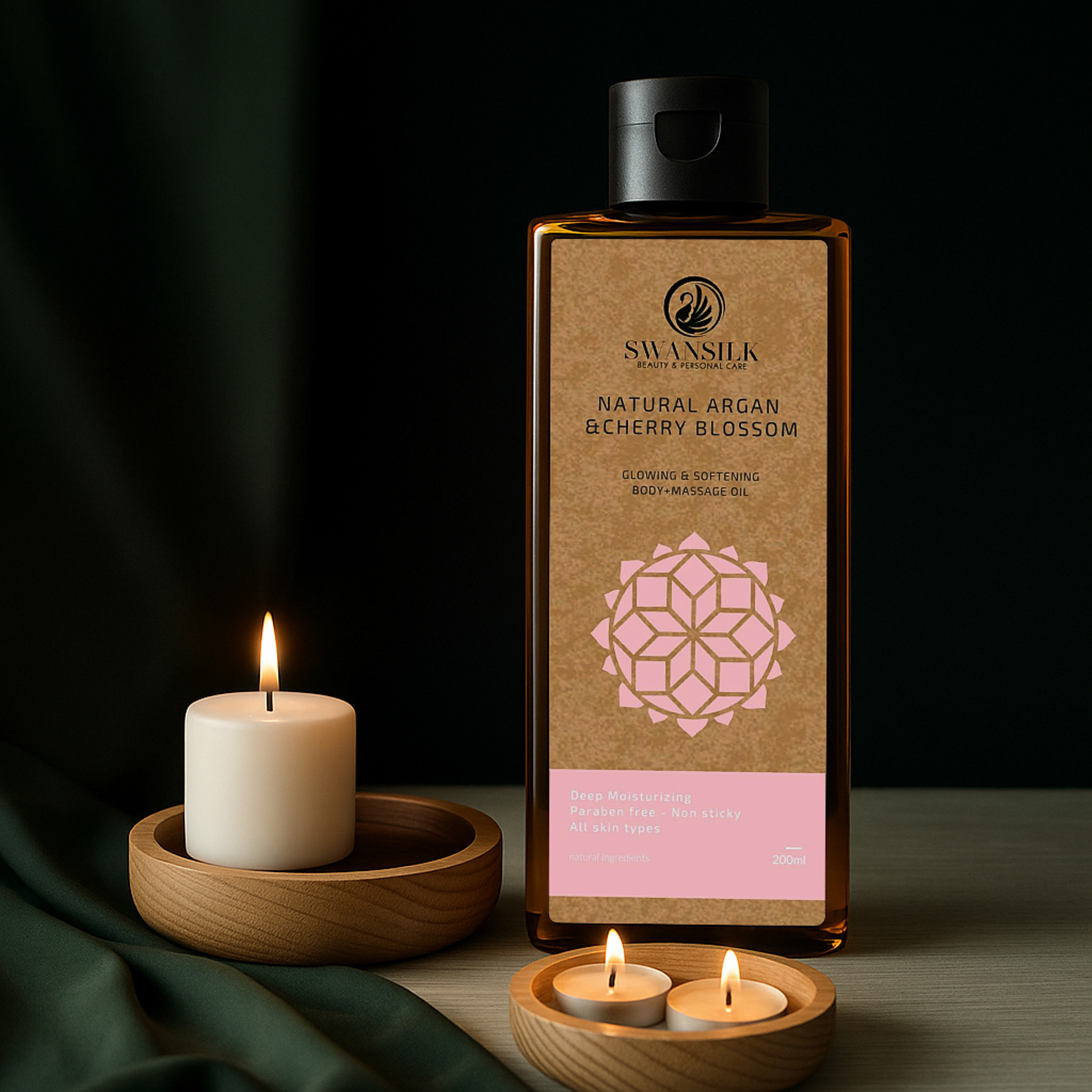 SWANSILK Body Massage Oil with Natural Argan and Cherry Blossom - 200 ml-beautyandpersonalcare-bathandbody-bodycare-oils-image-3