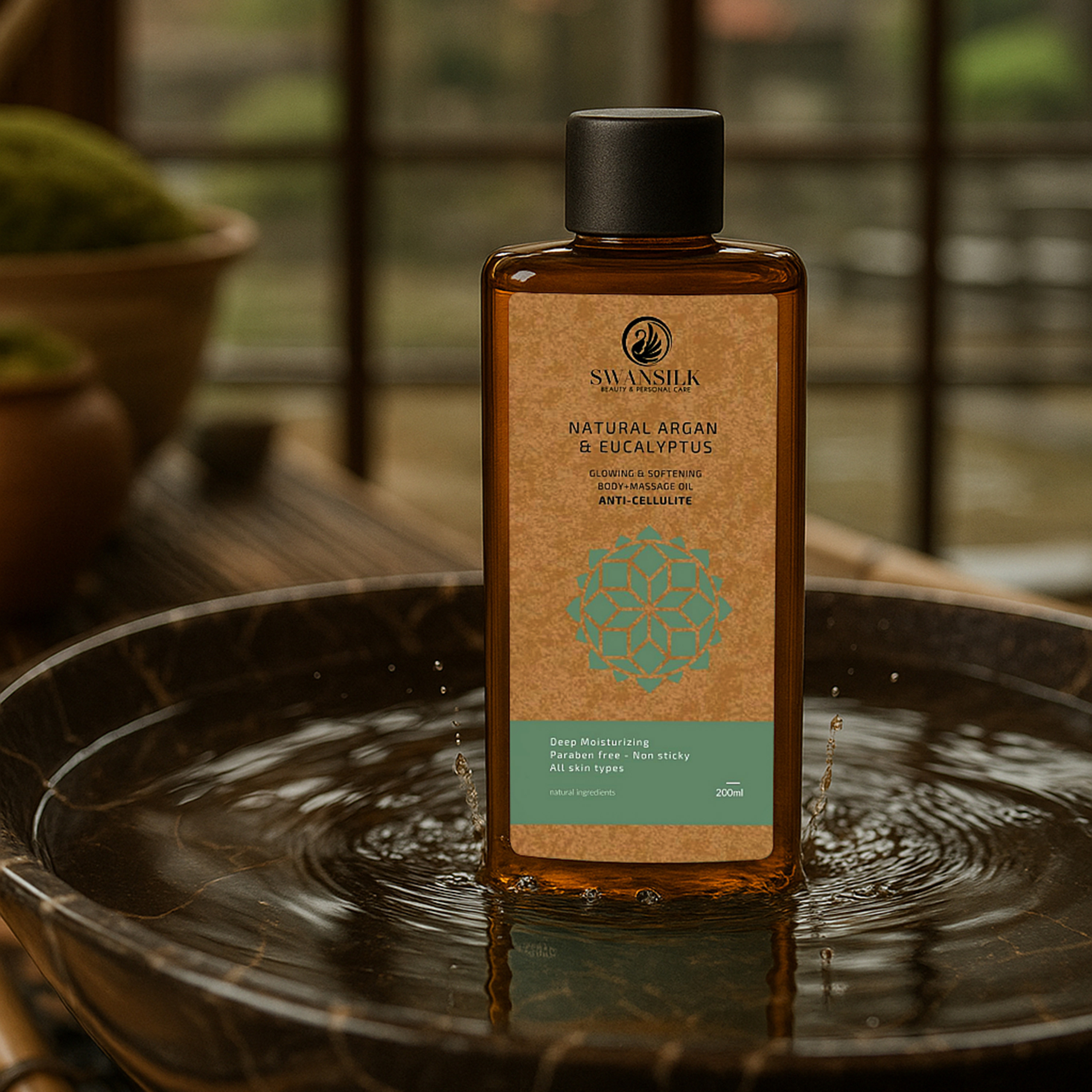 SWANSILK Body Massage Oil with Natural Argan and Eucalyptus - 200 ml-beautyandpersonalcare-bathandbody-bodycare-oils-image-1