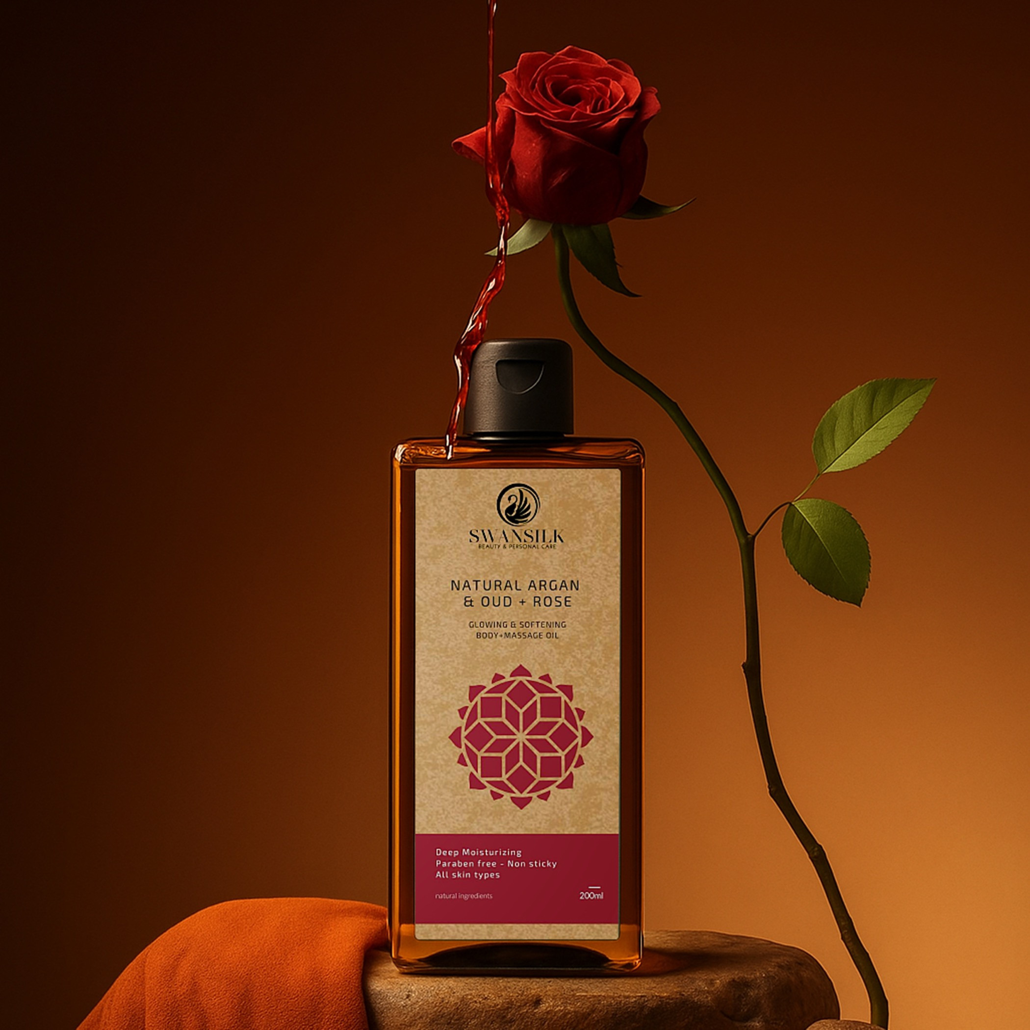 SWANSILK Body Massage Oil with Natural Argan Oud and Rose - 200 ml-beautyandpersonalcare-bathandbody-bodycare-oils-image-3